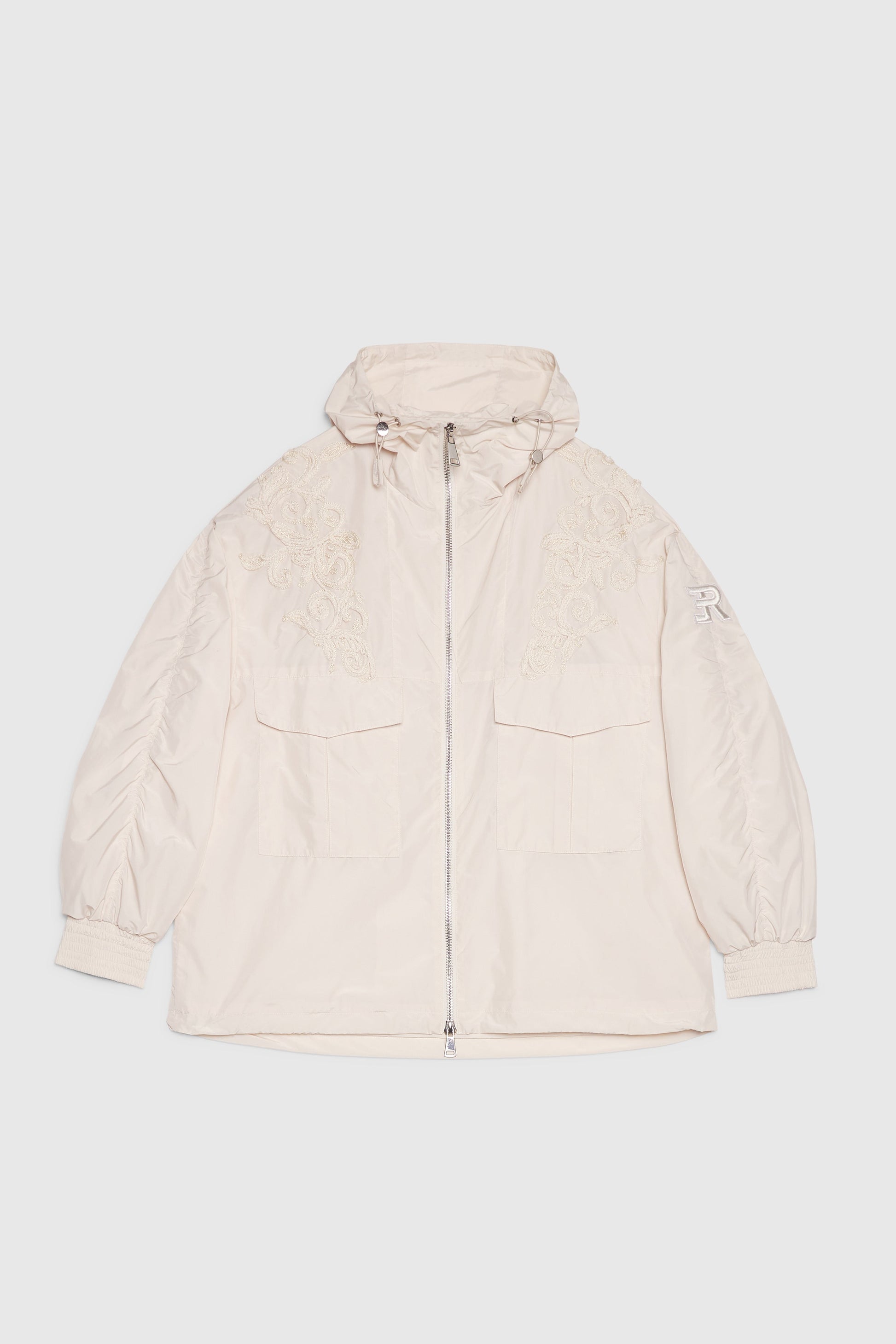 PARKA IN TAFFETAS CON CAPPUCCIO E RICAMI CORNELY