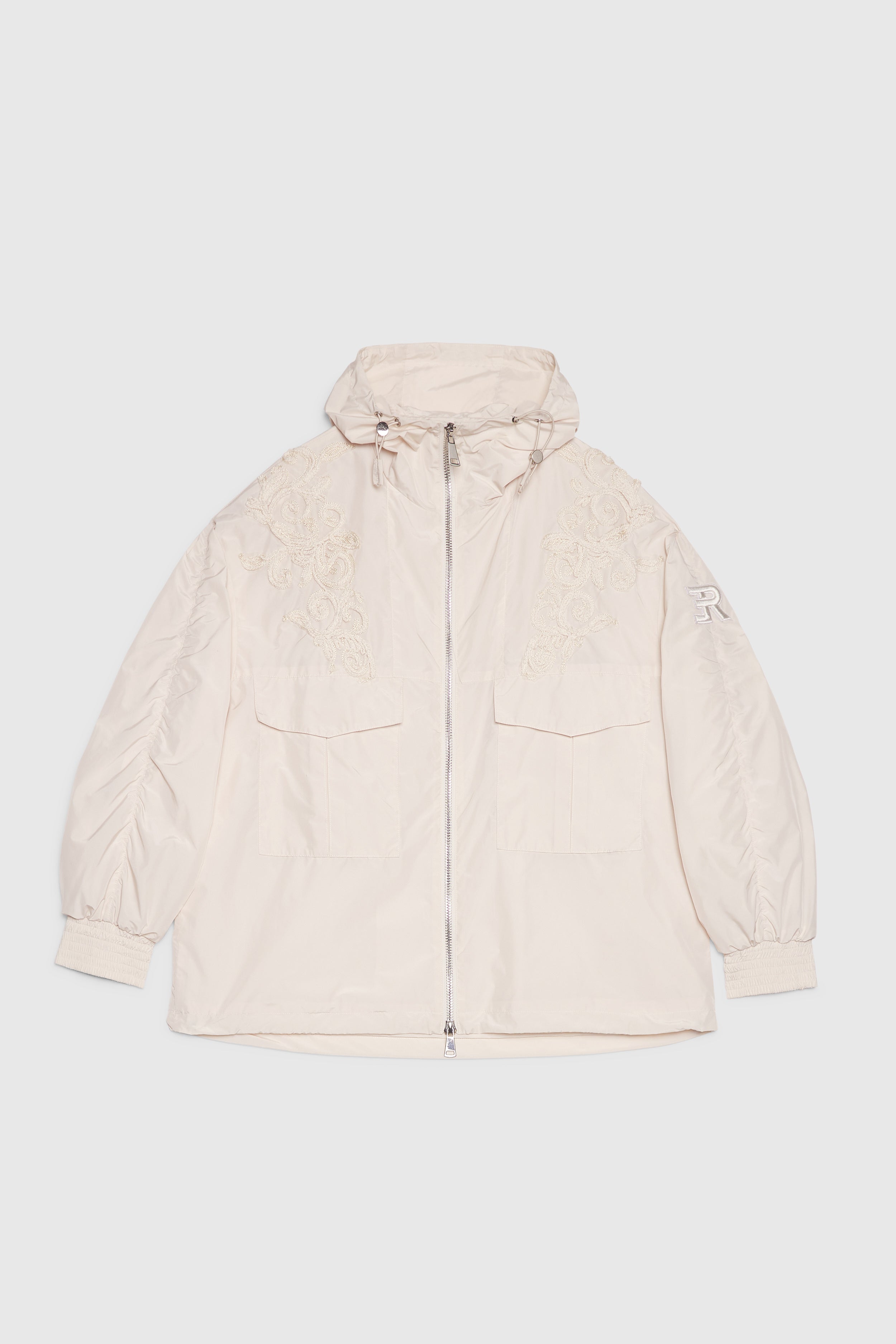 PARKA IN TAFFETAS CON CAPPUCCIO E RICAMI CORNELY