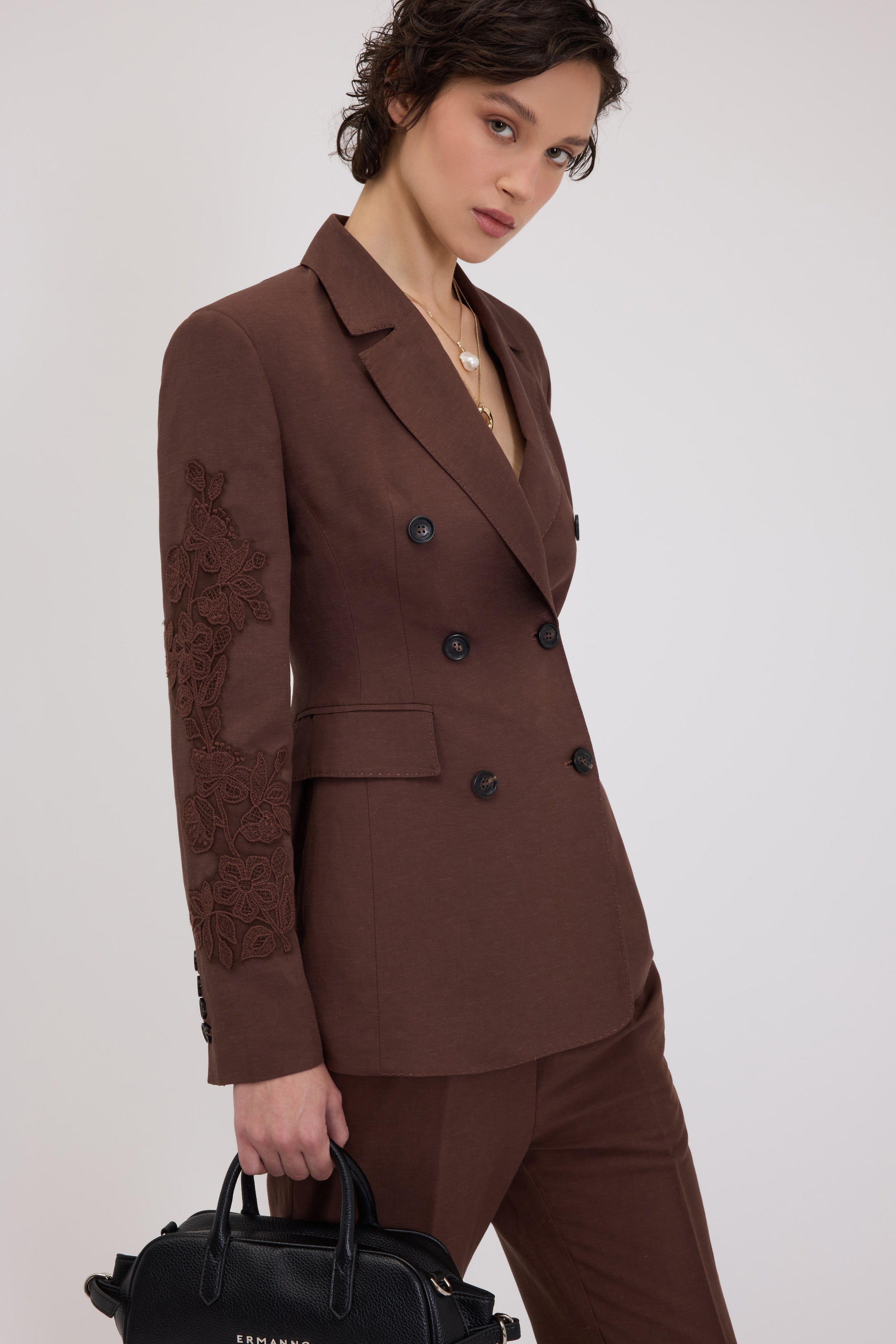 DOUBLE-BREASTED BLAZER WITH EMBROIDERY