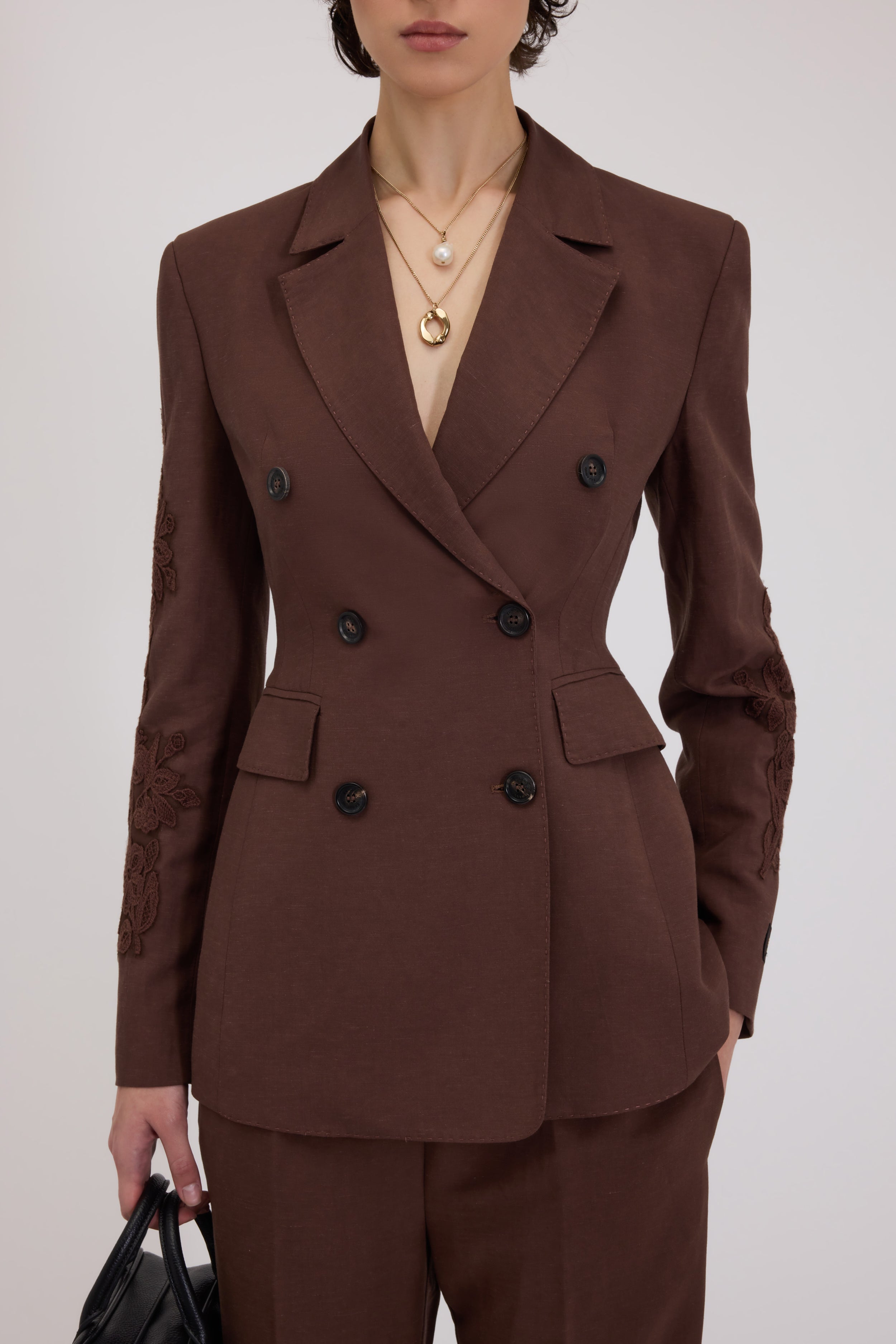 DOUBLE-BREASTED BLAZER WITH EMBROIDERY