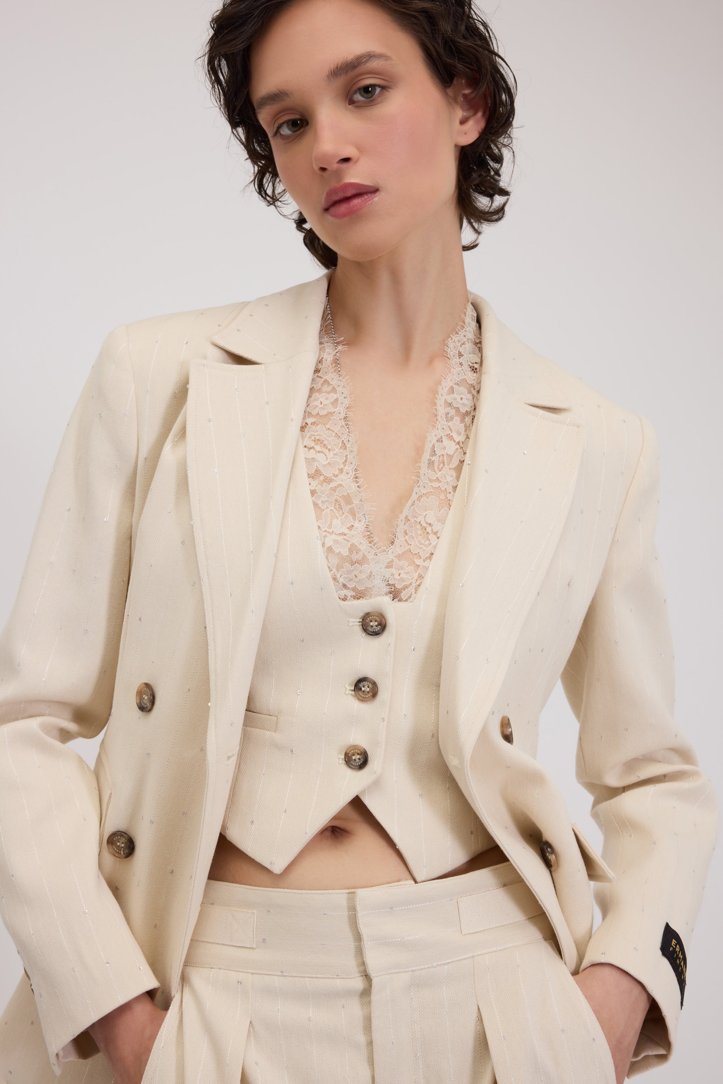 BLAZER DOPPIOPETTO GESSATO CON PAILLETTES