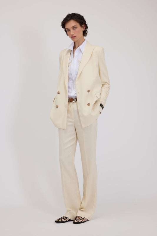 BLAZER DOPPIOPETTO SPINATO CON RICAMI CORNELY