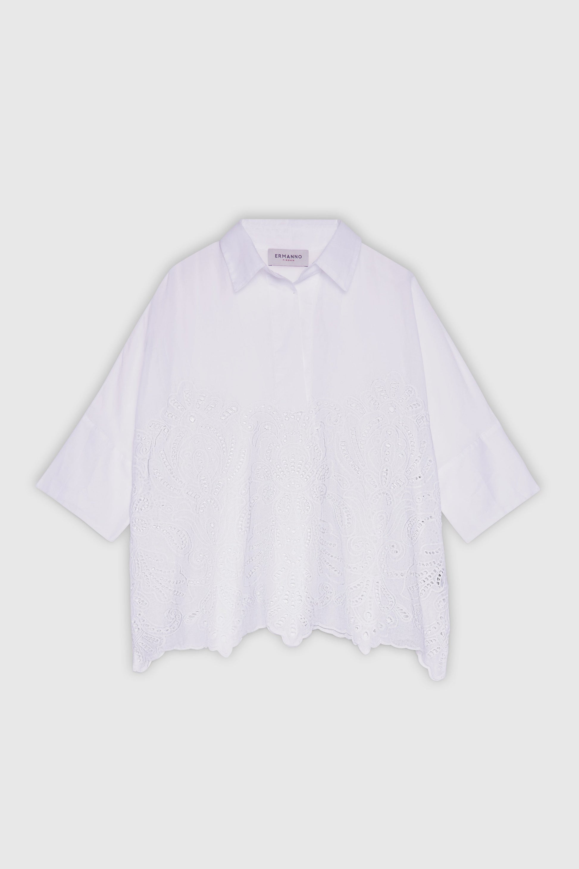 CHEMISE À KIMONO EN MOUSSELINE AVEC BRODERIE ANGLAISE