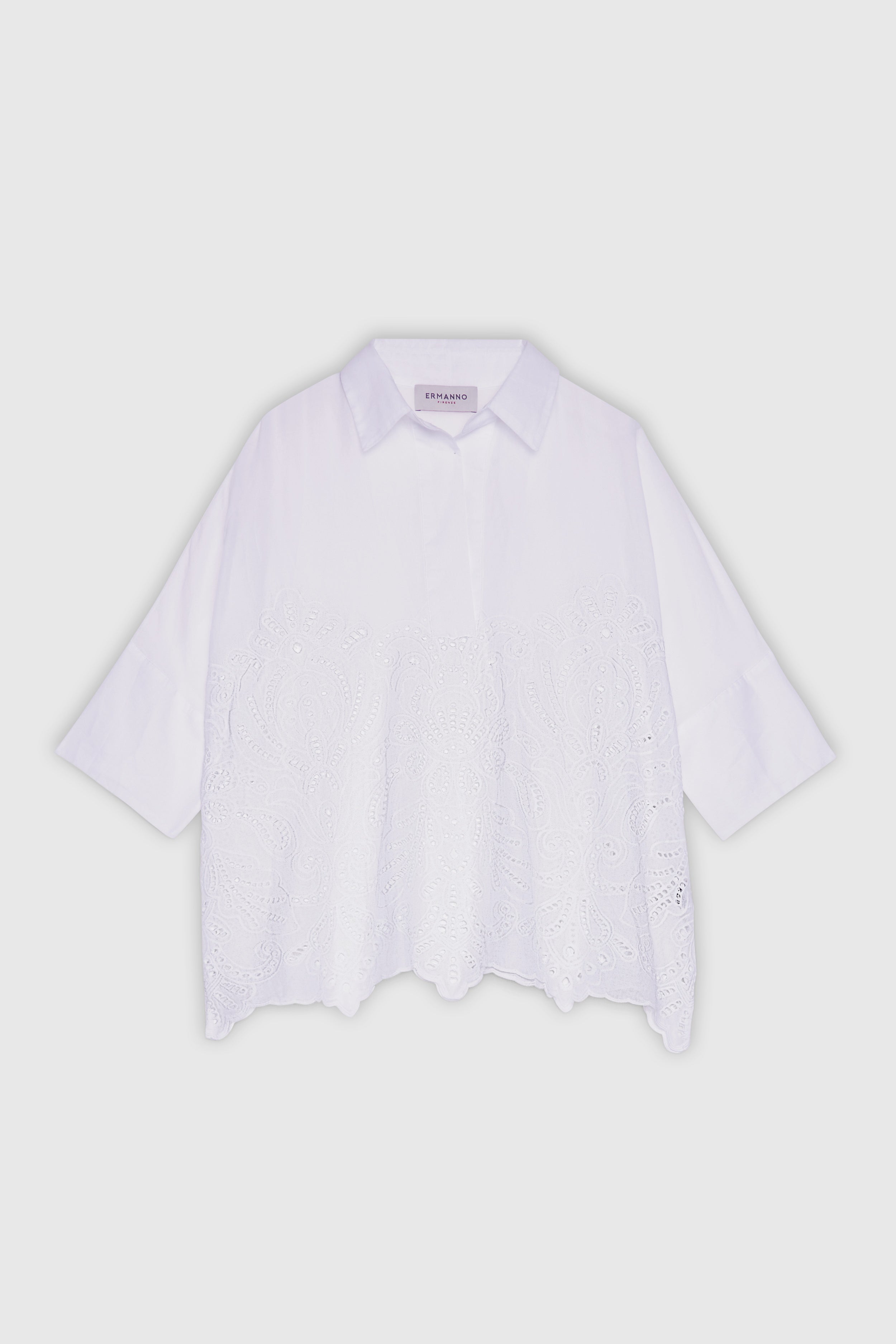 CHEMISE À KIMONO EN MOUSSELINE AVEC BRODERIE ANGLAISE