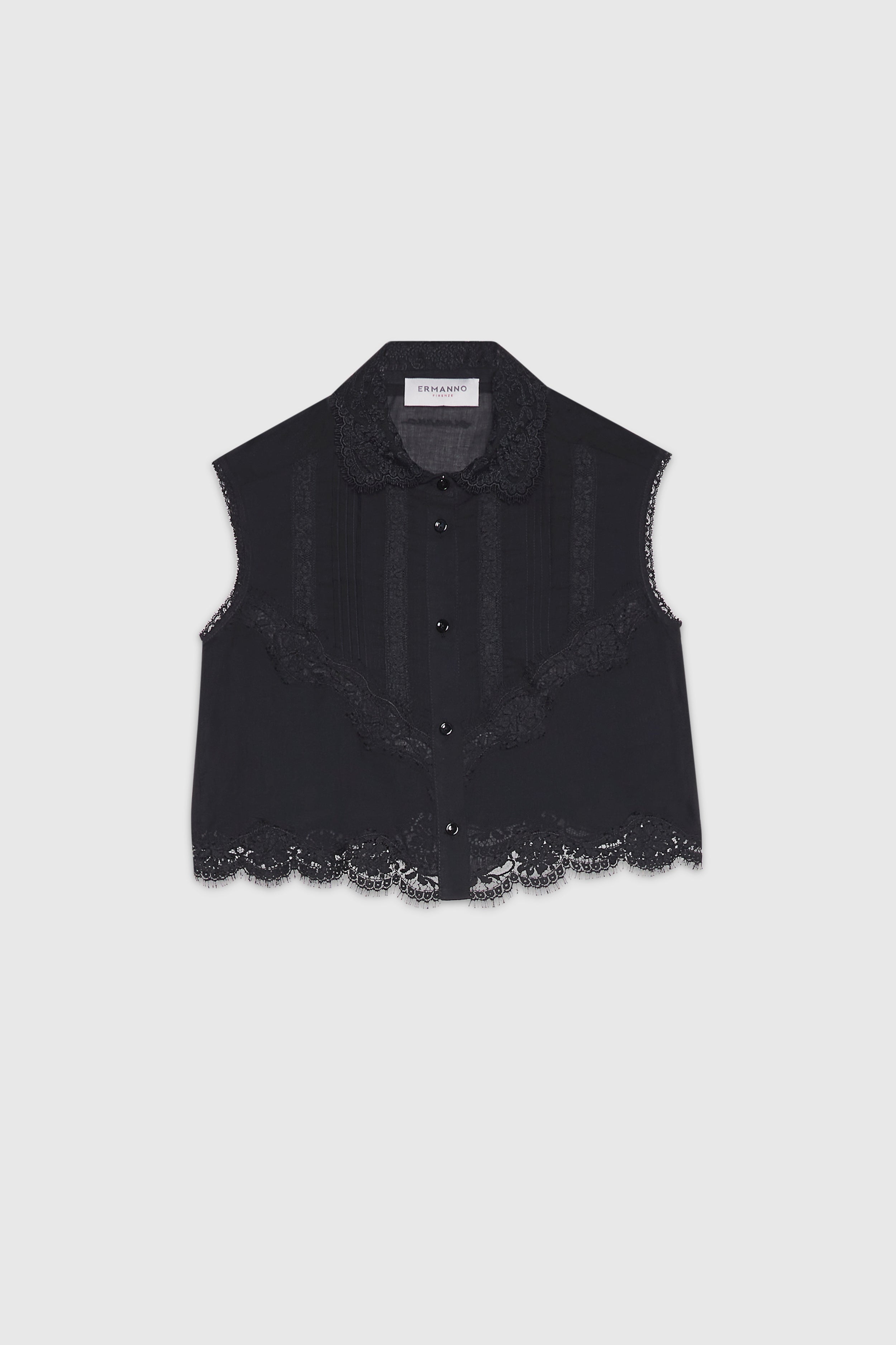 SLEEVELESS CROPPED SHIRT WITH LACE