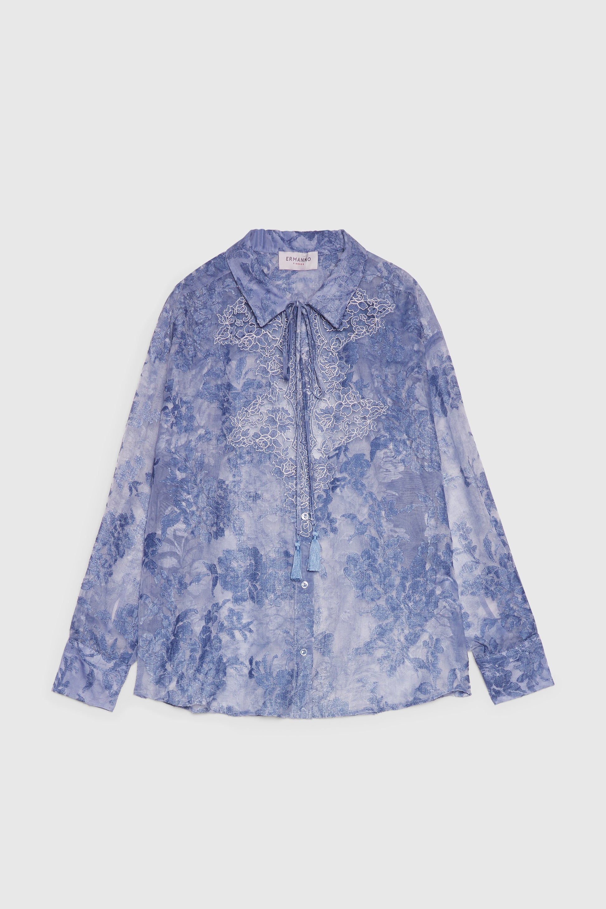 CAMICIA IN RASO DEVORÉ CON PIZZO