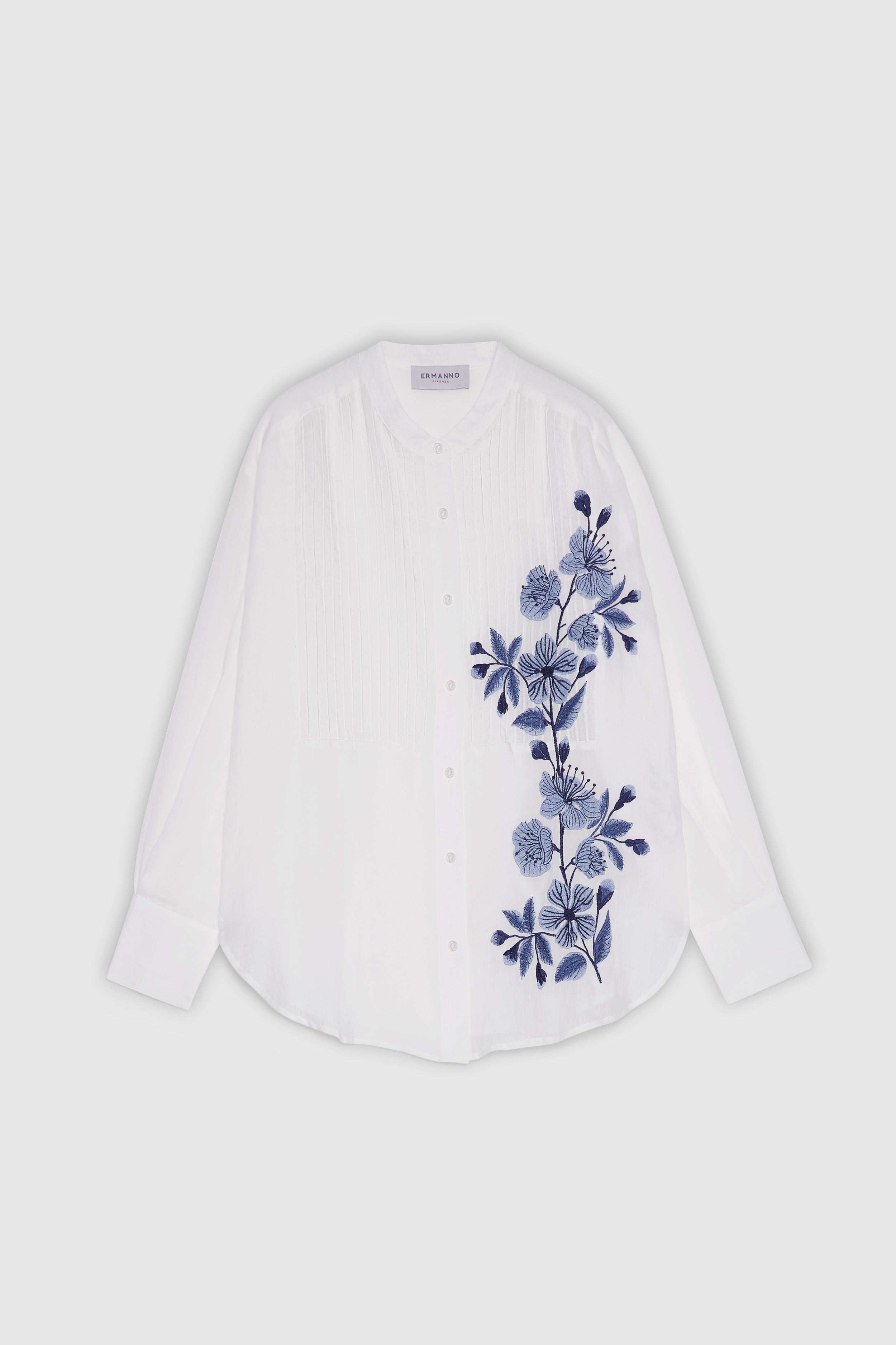 RAMIE SHIRT WITH FLORAL EMBROIDERY