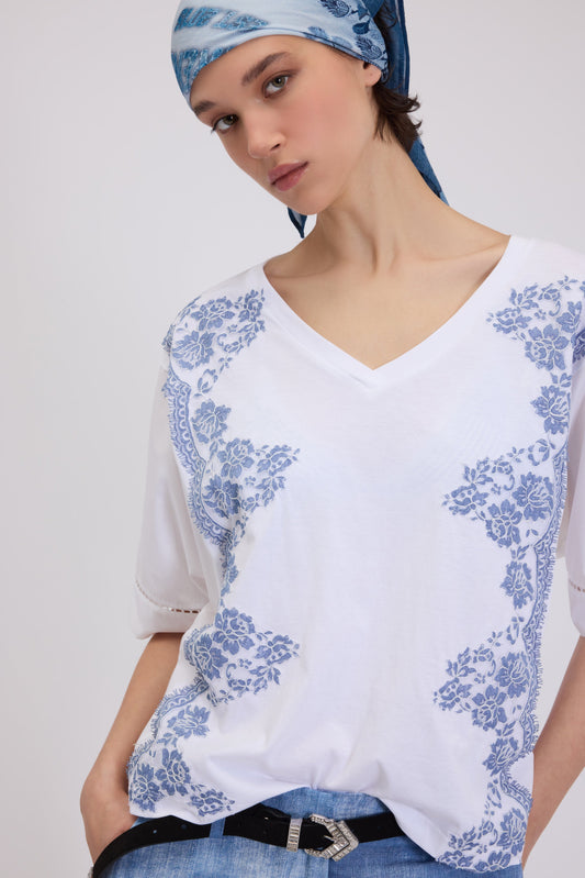 T-SHIRT CON PIZZO RICAMATO