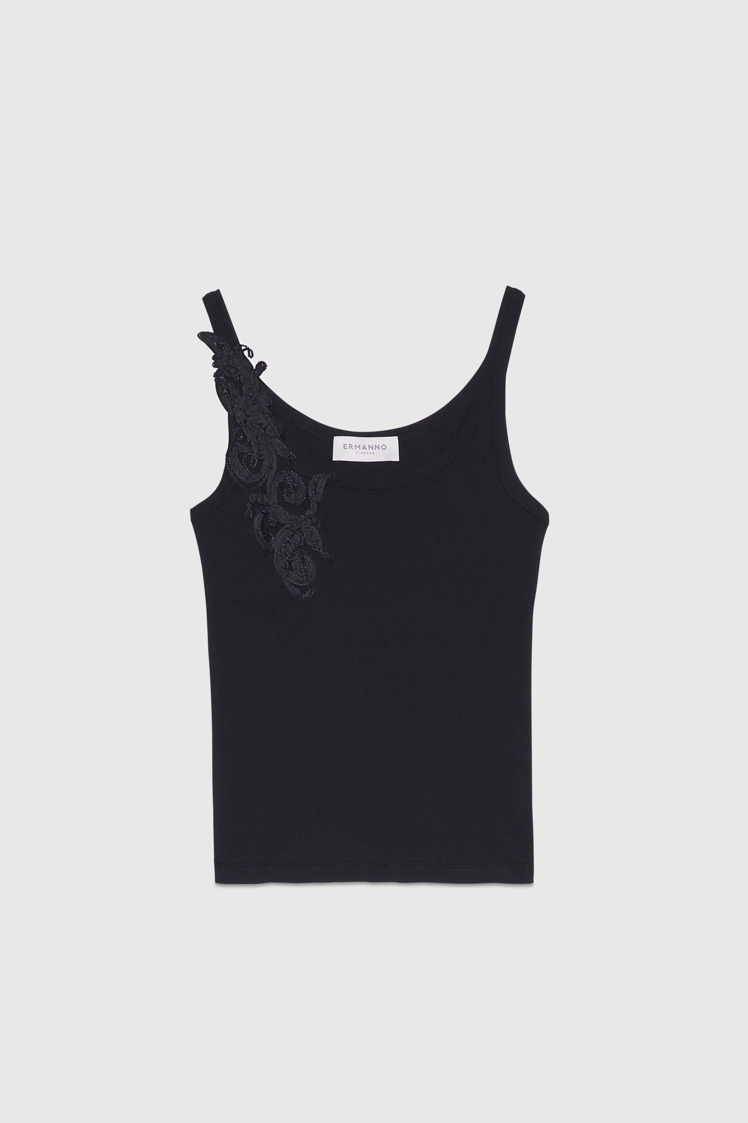 CANOTTA IN JERSEY A COSTINE CON RICAMO CORNELY