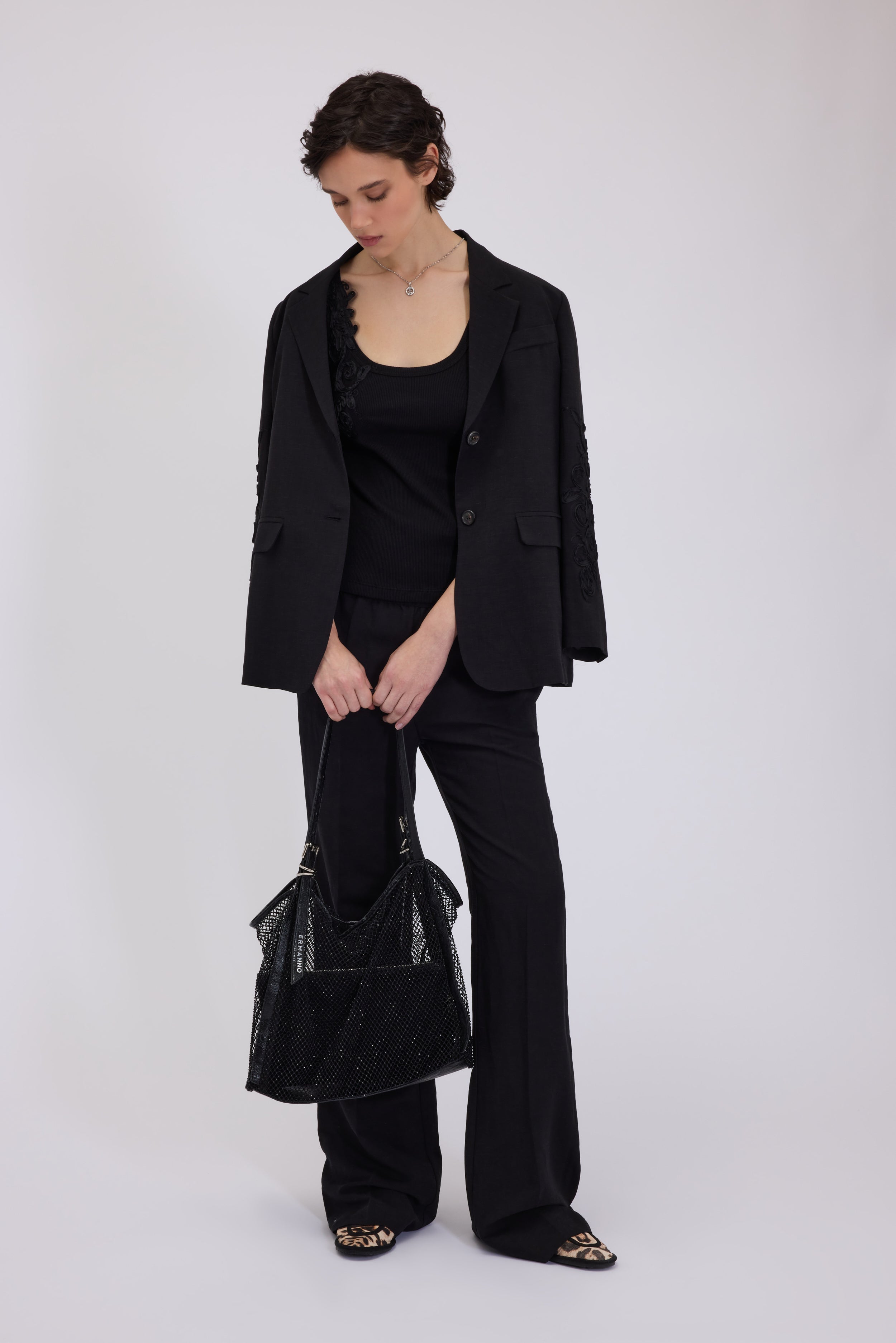 CANOTTA IN JERSEY A COSTINE CON RICAMO CORNELY