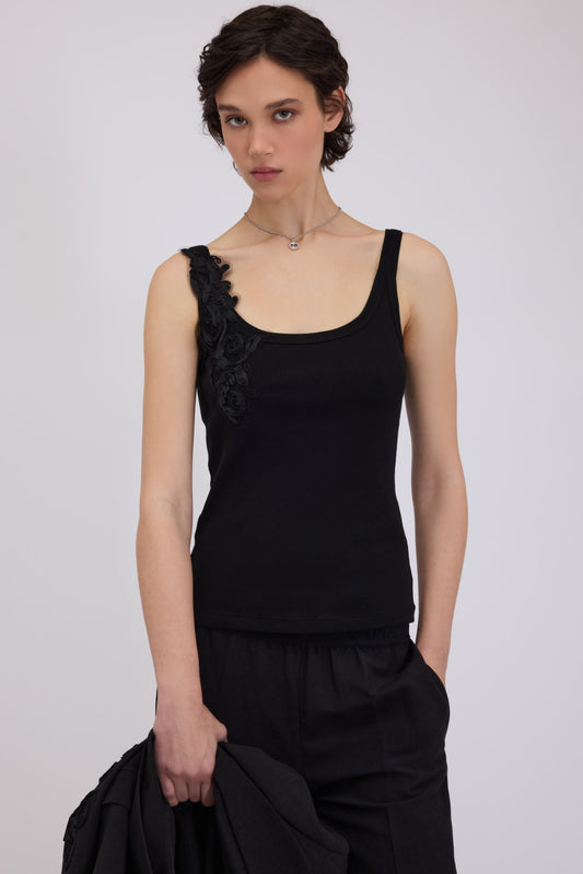 RIBBED JERSEY VEST WITH CORNELY EMBROIDERY