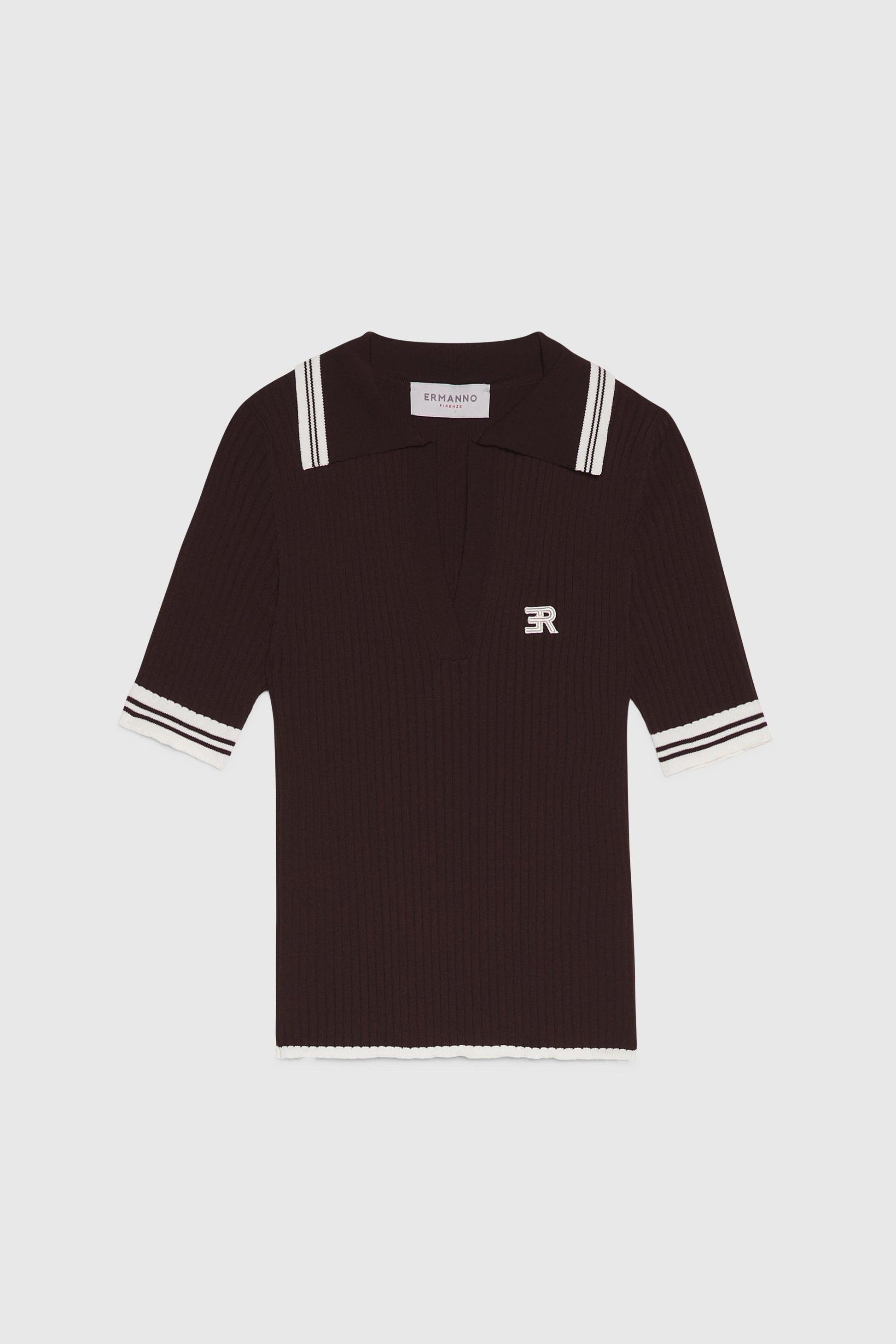 KNIT RIBBED POLO WITH LOGO
