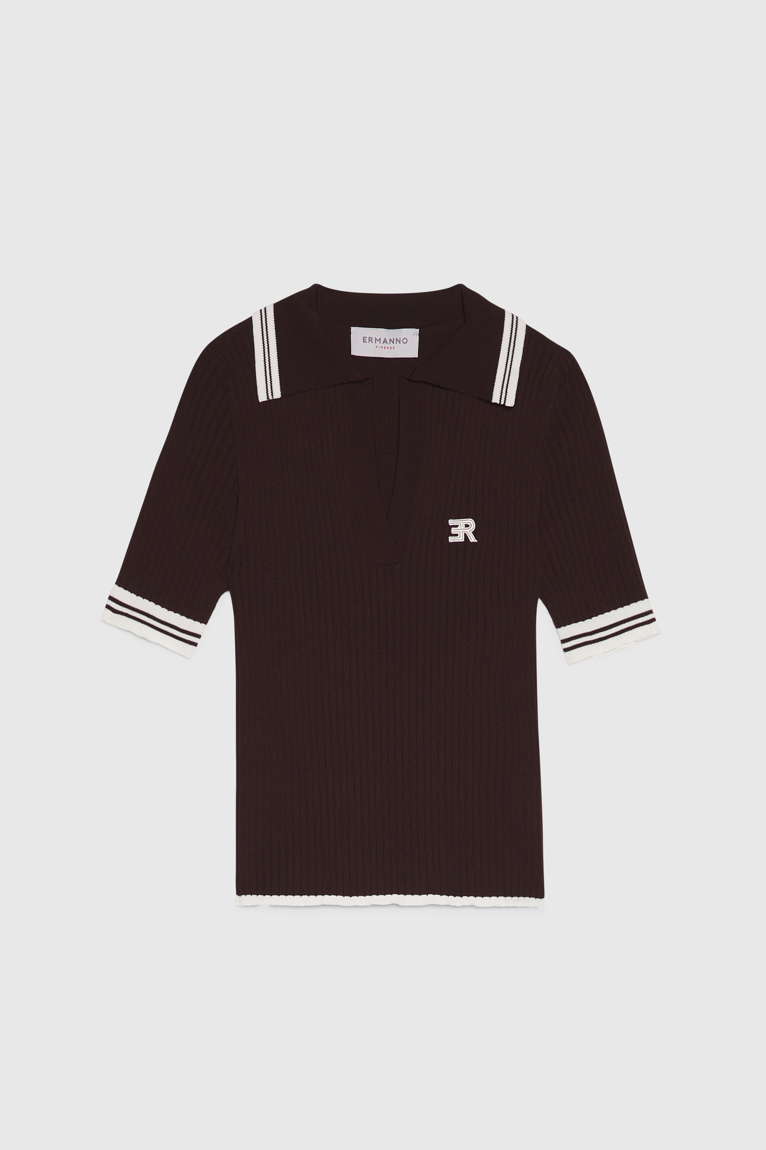 KNIT RIBBED POLO WITH LOGO