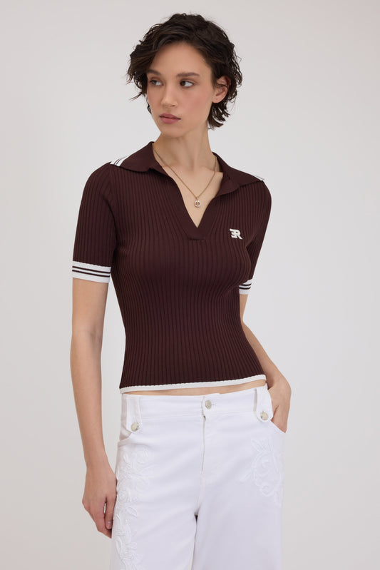 POLO DI MAGLIA A COSTINE CON LOGO