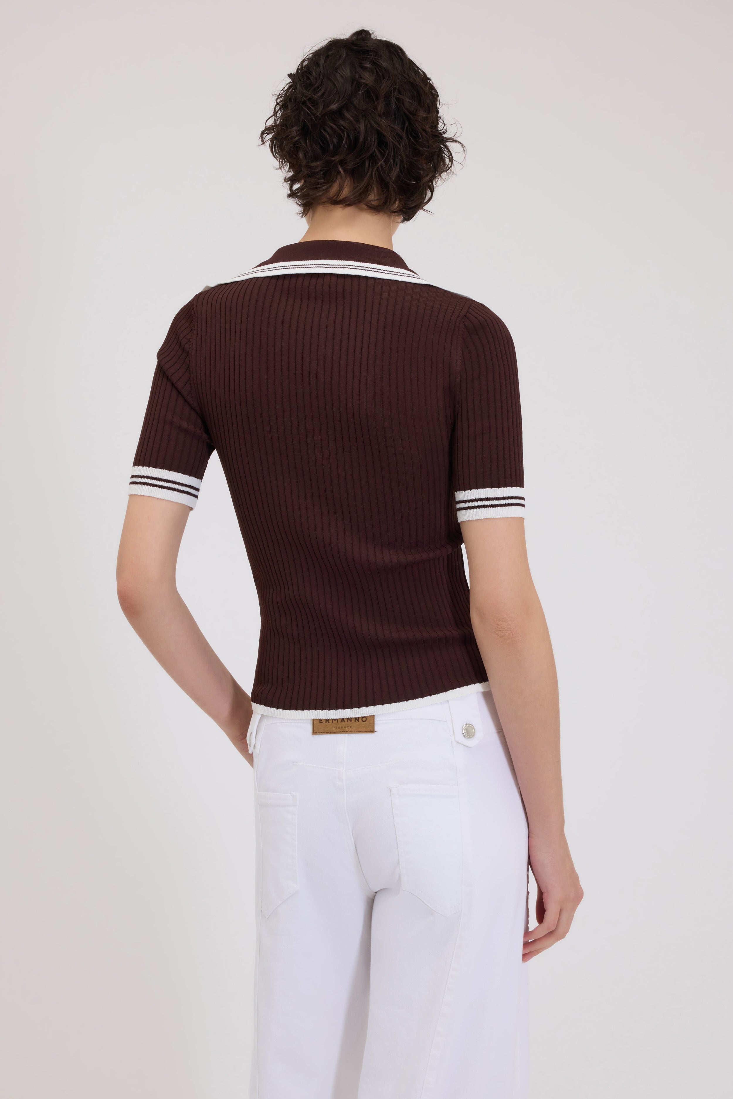 KNIT RIBBED POLO WITH LOGO