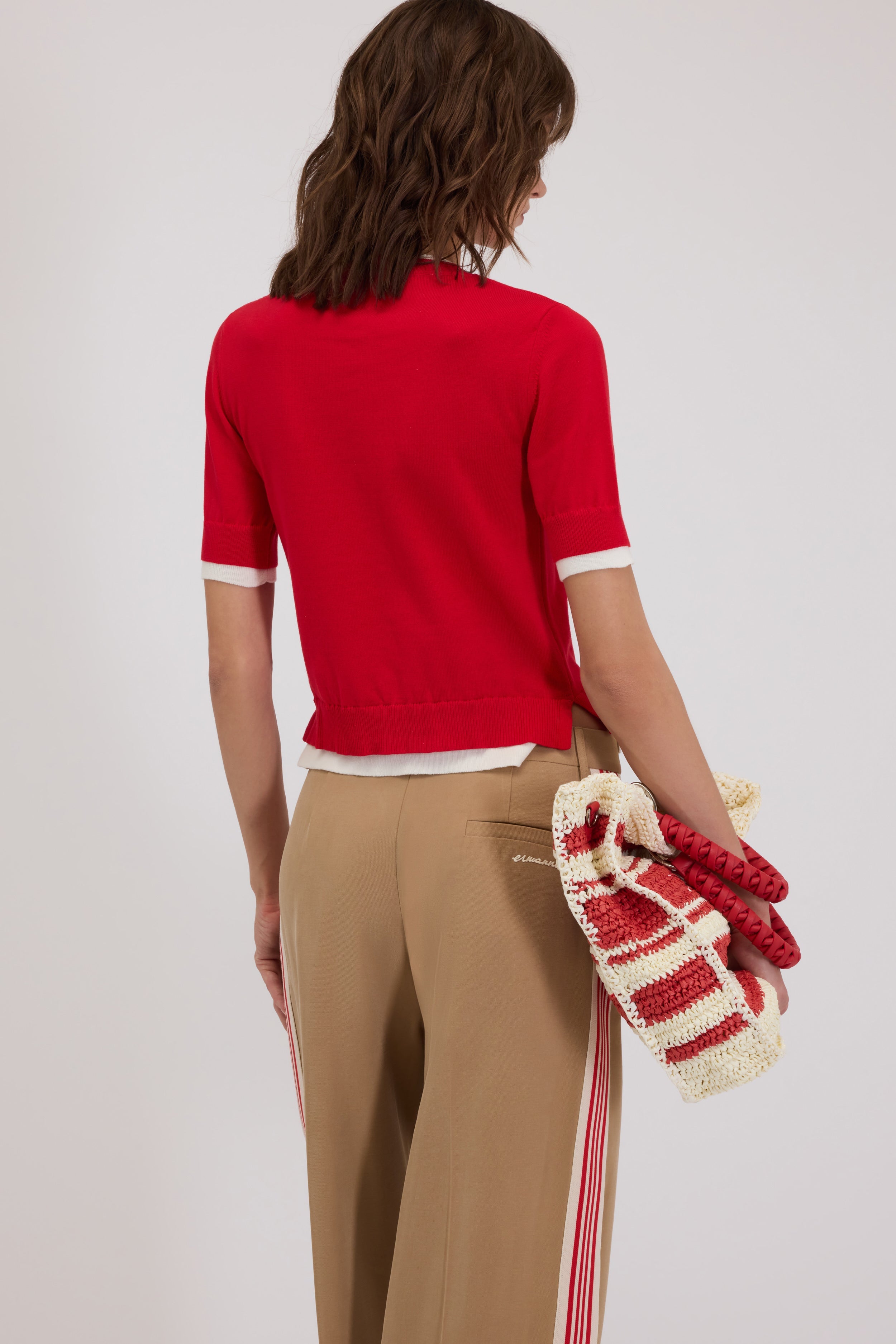 T-SHIRT DI MAGLIA GIROCOLLO IN COTONE BICOLORE