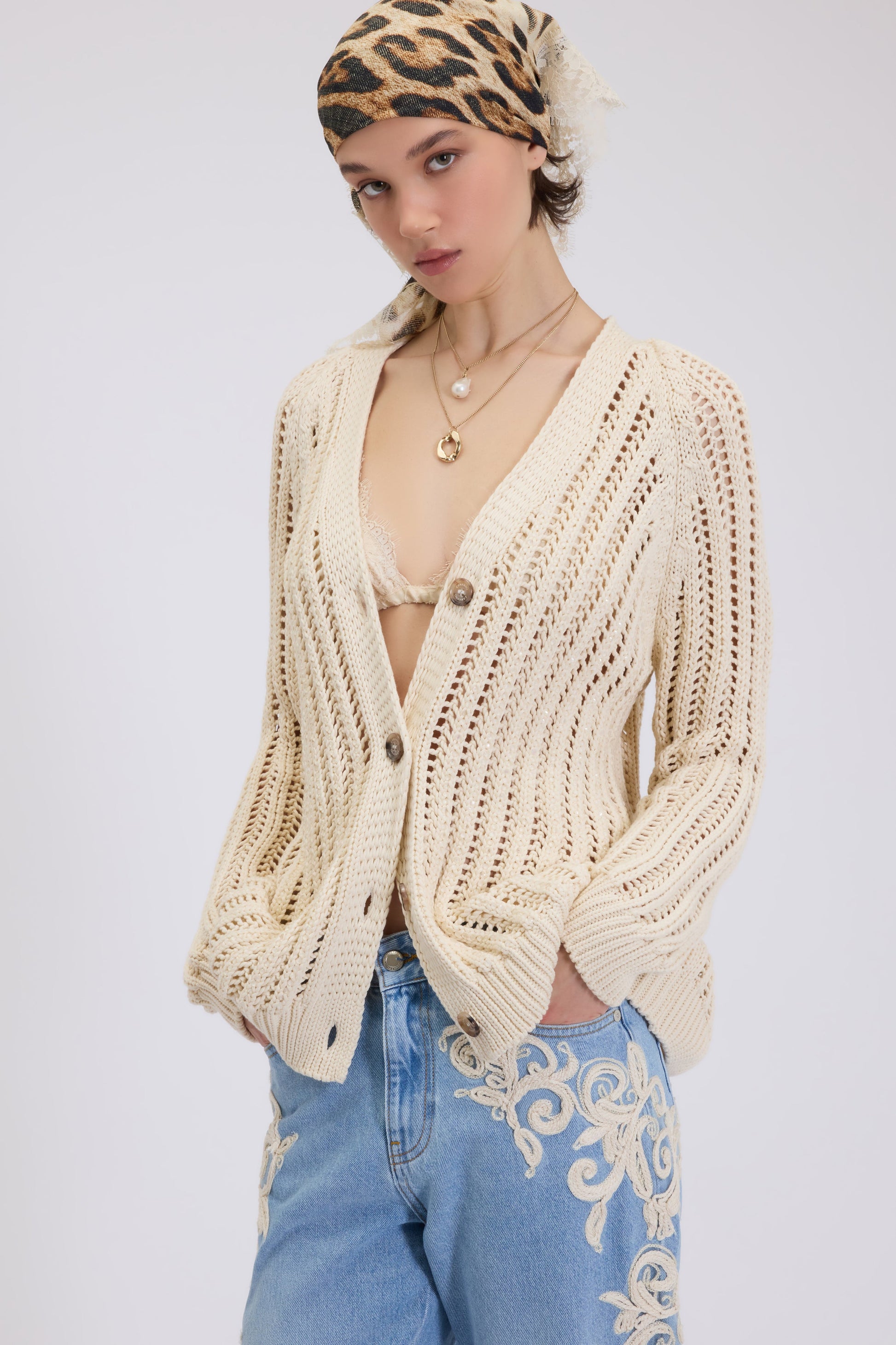 CARDIGAN OVER IN MAGLIA TRAFORATA