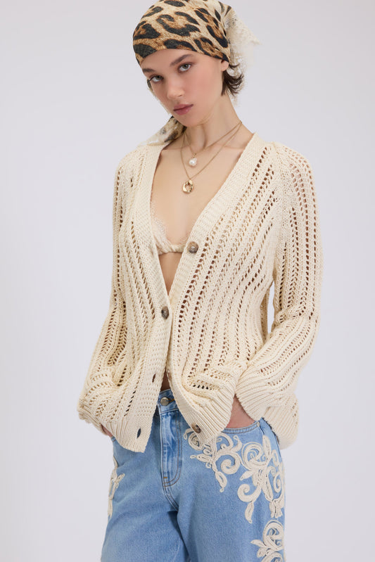 CARDIGAN OVER IN MAGLIA TRAFORATA
