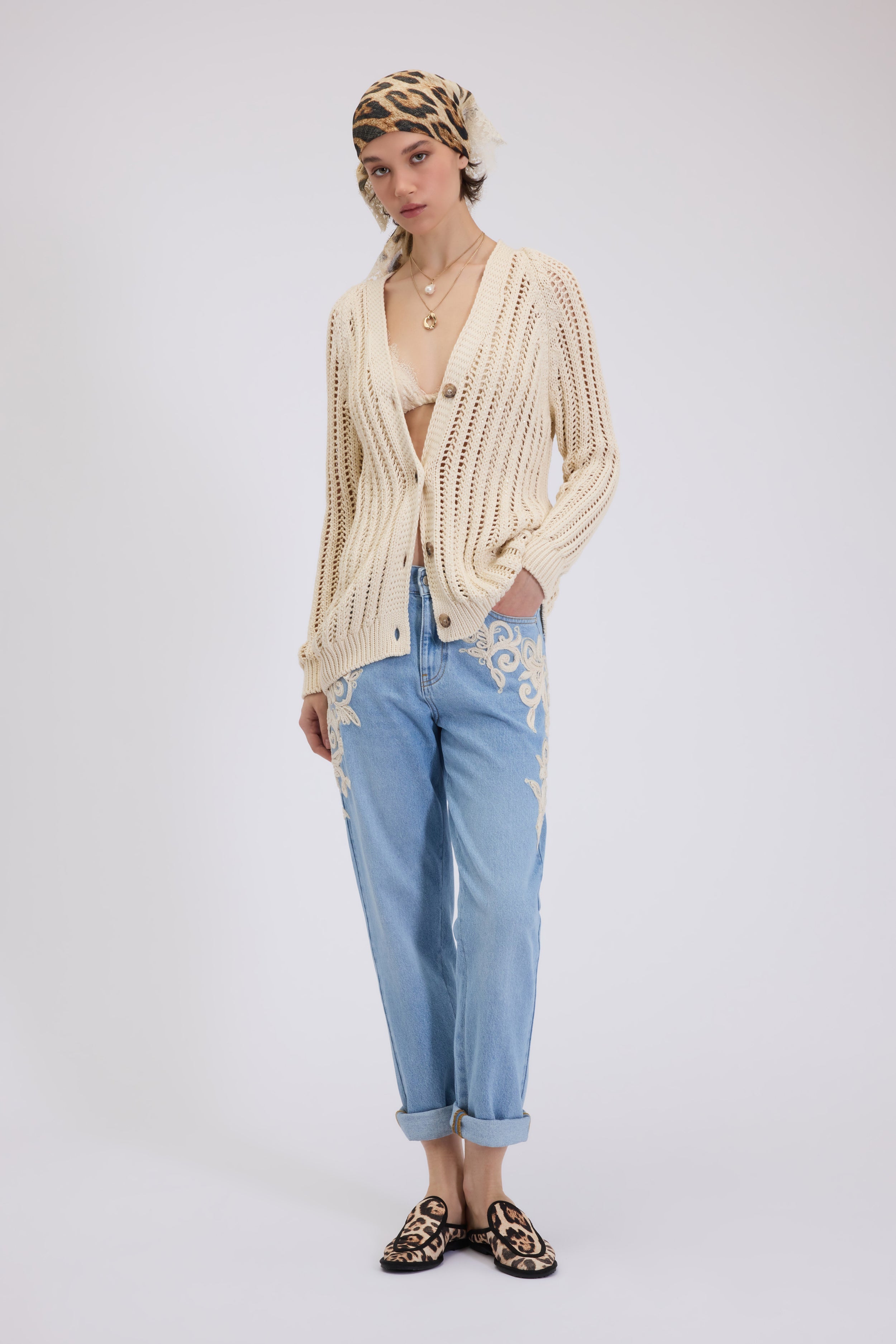 CARDIGAN OVER IN MAGLIA TRAFORATA