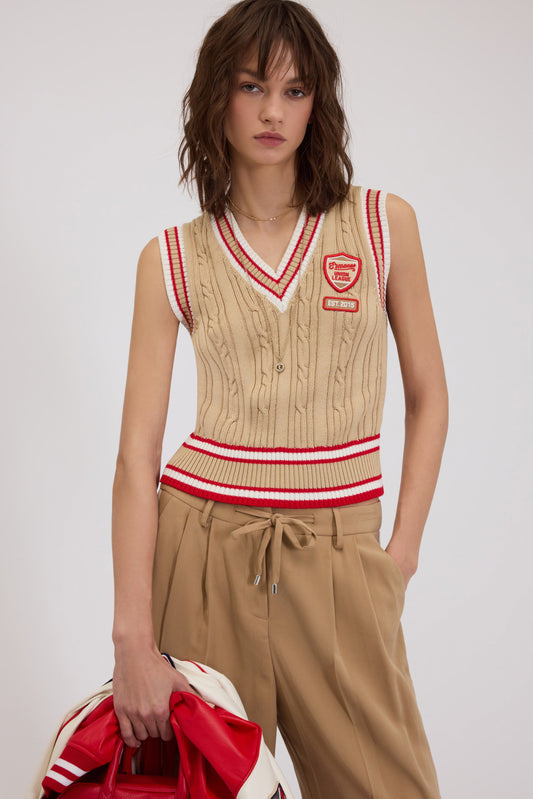 GILET IN MAGLIA A TRECCE