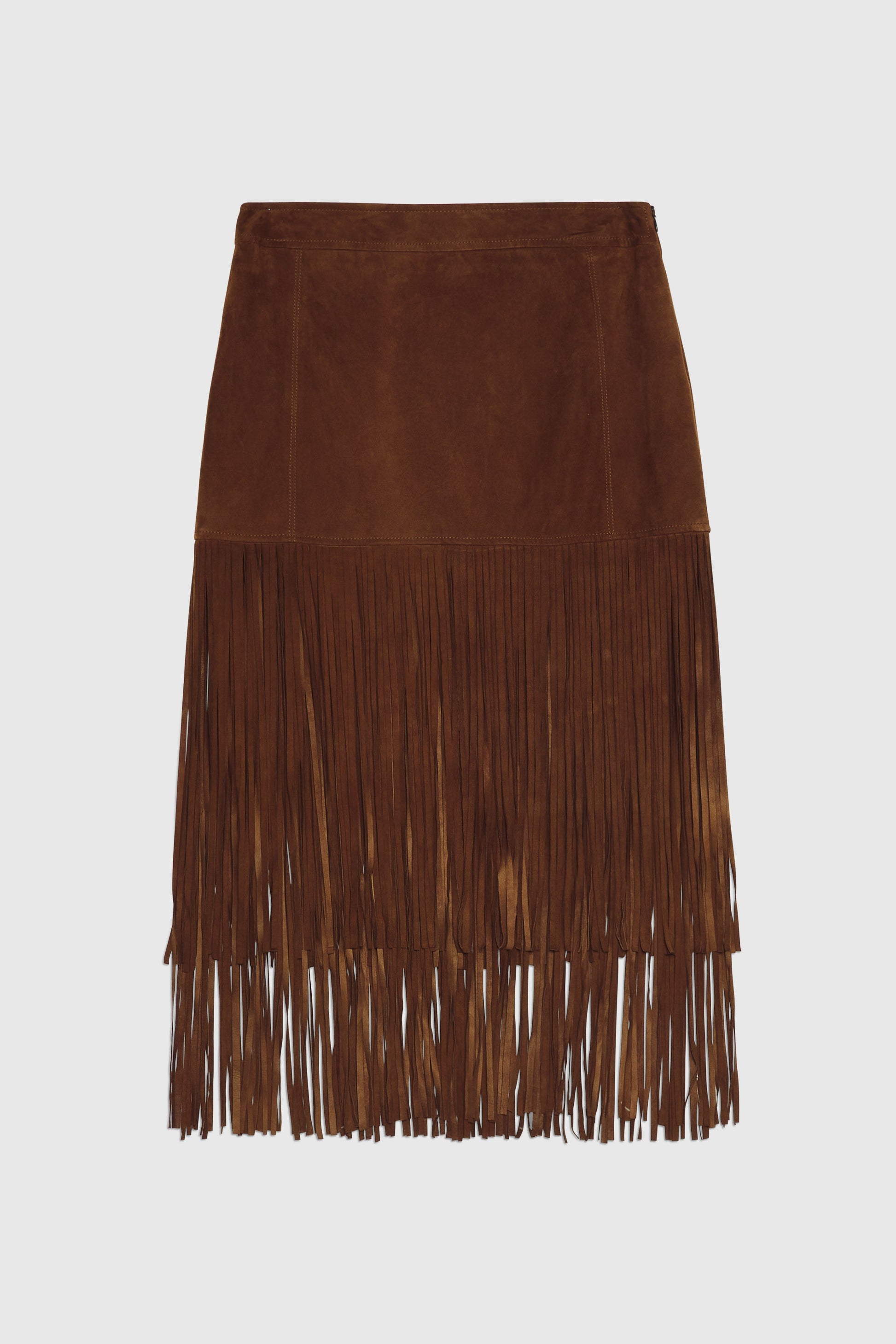 MIDI SUEDE SKIRT WITH FRINGES