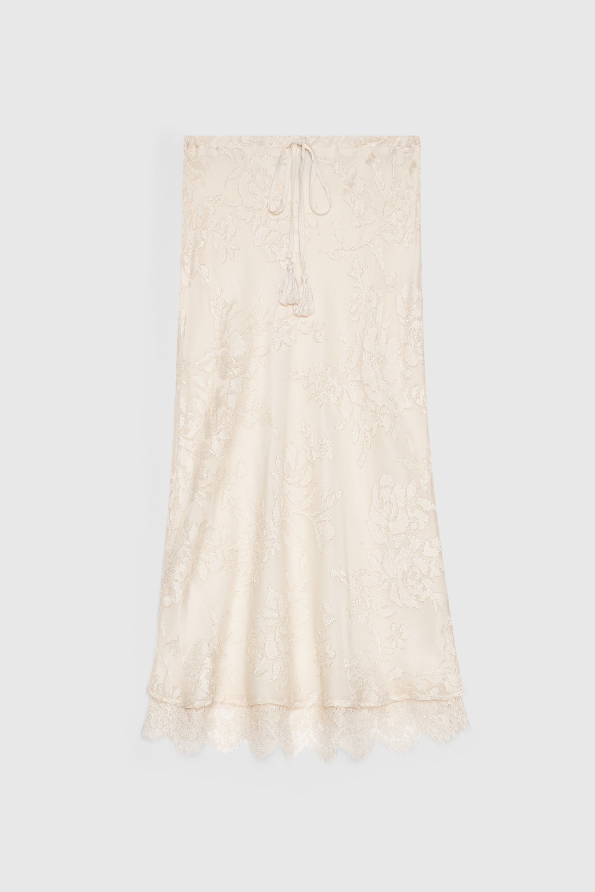 GONNA MIDI IN RASO DEVORÉ FLOREALE