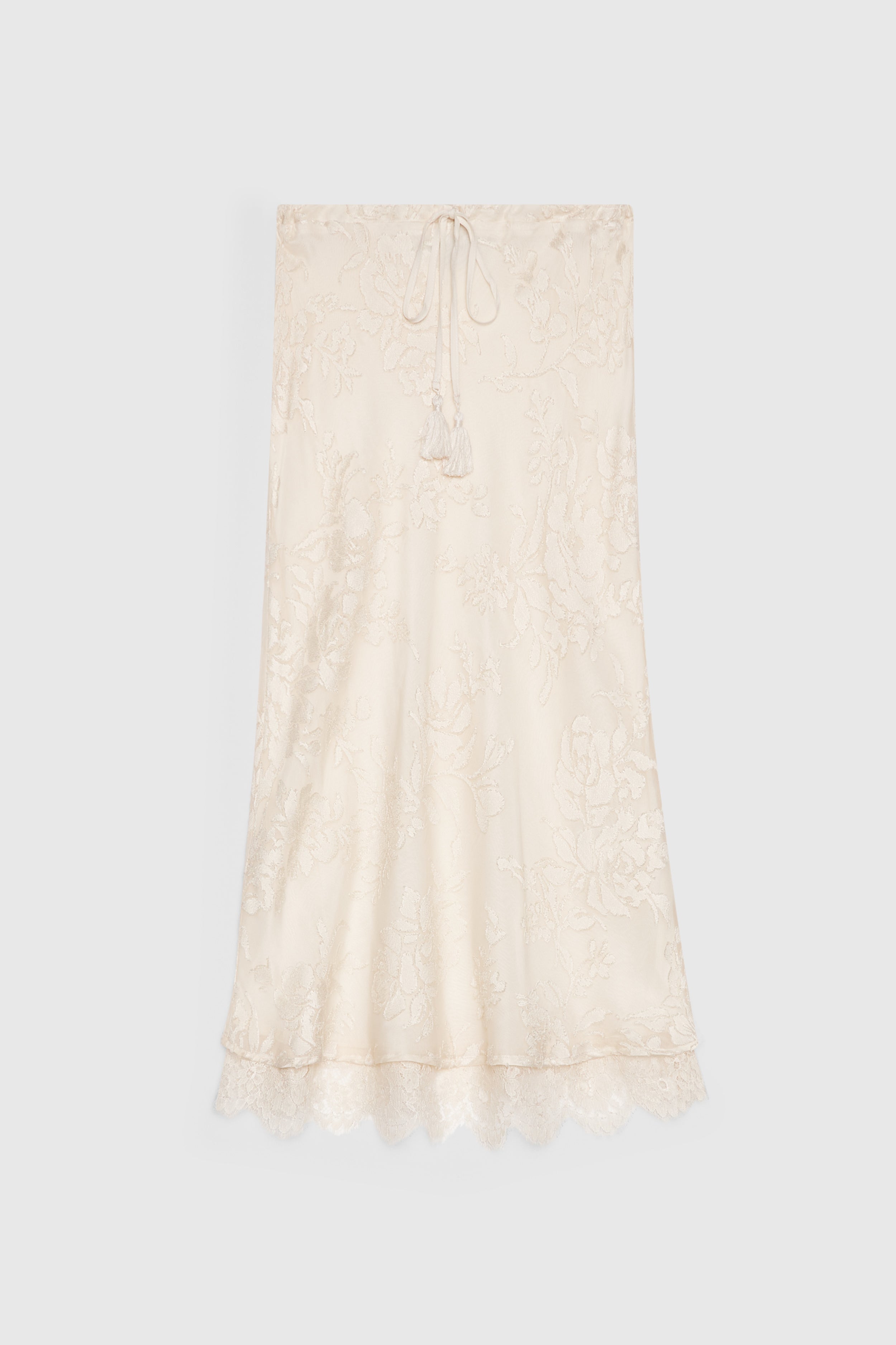 GONNA MIDI IN RASO DEVORÉ FLOREALE