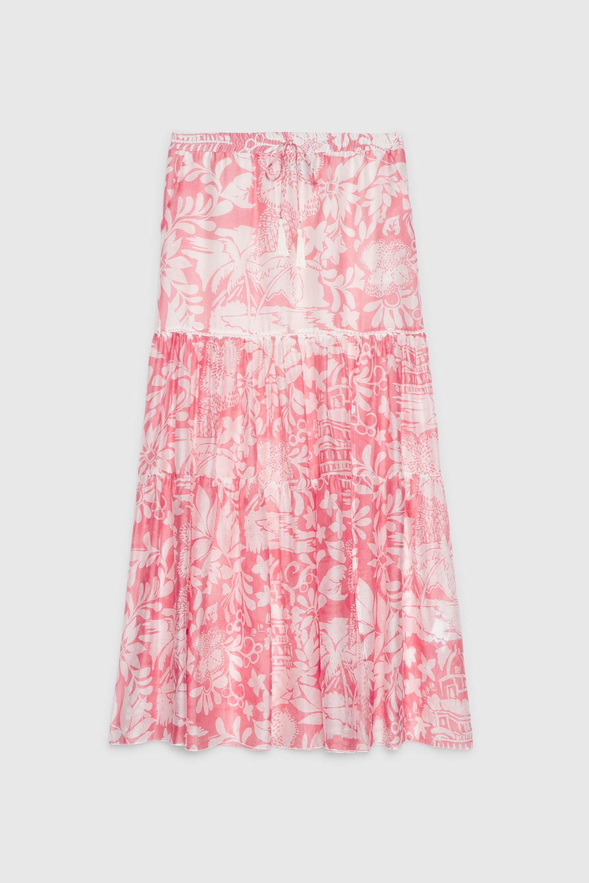 GONNA LUNGA IN MUSSOLA CON STAMPA TROPICALE