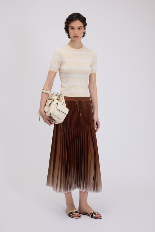 GONNA LONGUETTE IN RASO SFUMATO PLISSÉ