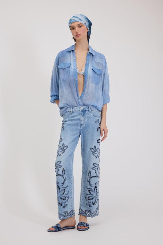 JEANS CON RICAMO SANGALLO