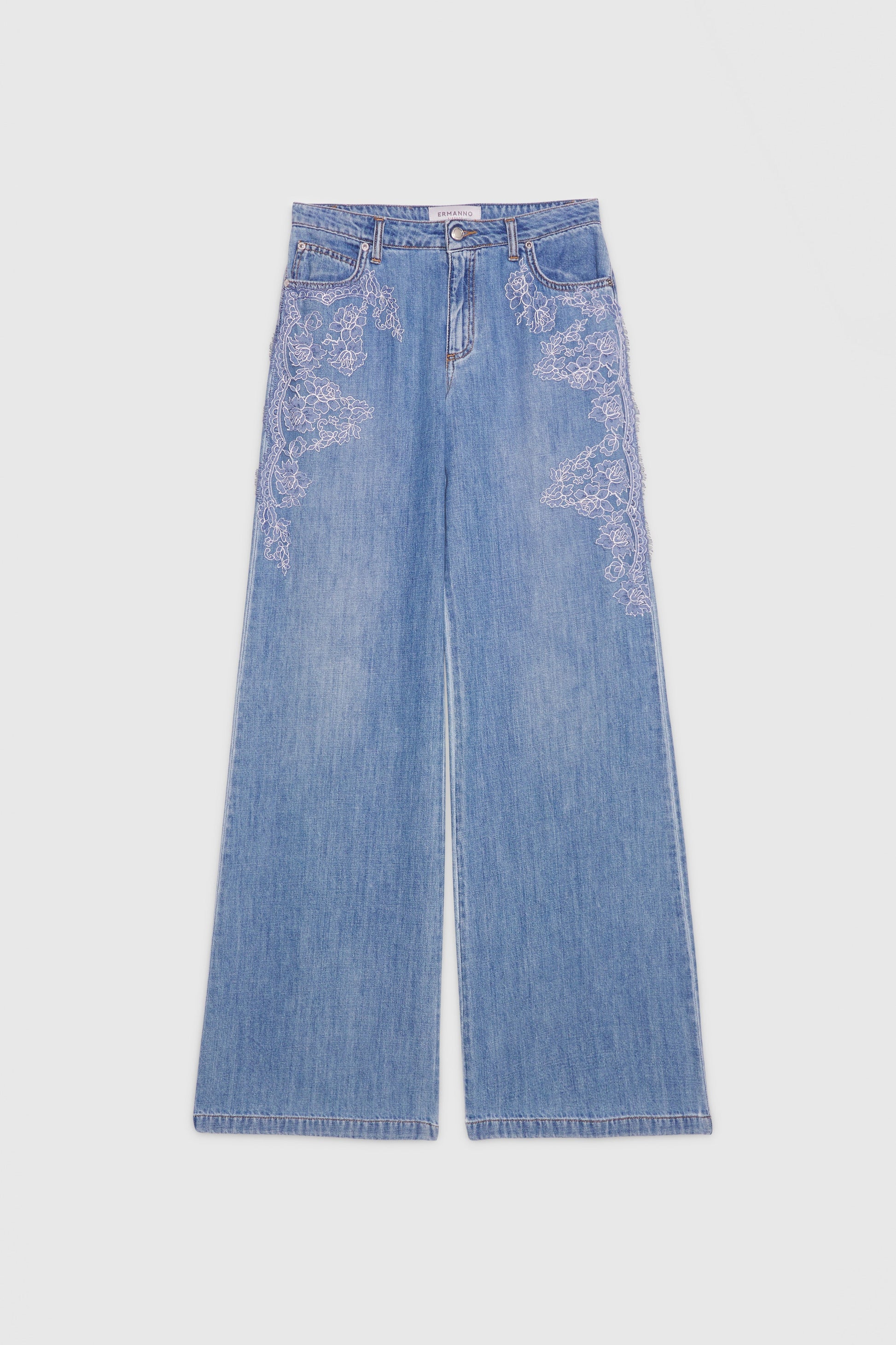 JEAN ÉVASÉ AVEC DENTELLE BRODÉ SUR LES HANCHES