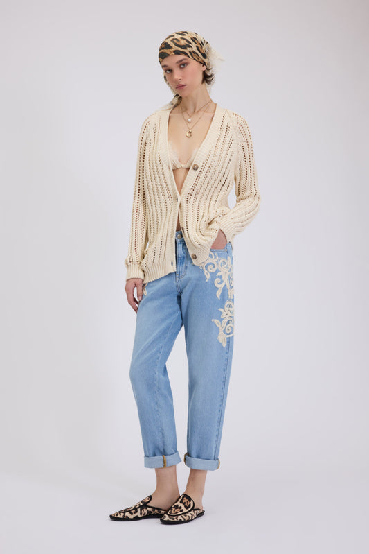 JEANS CARROT CON RICAMO CORNELY