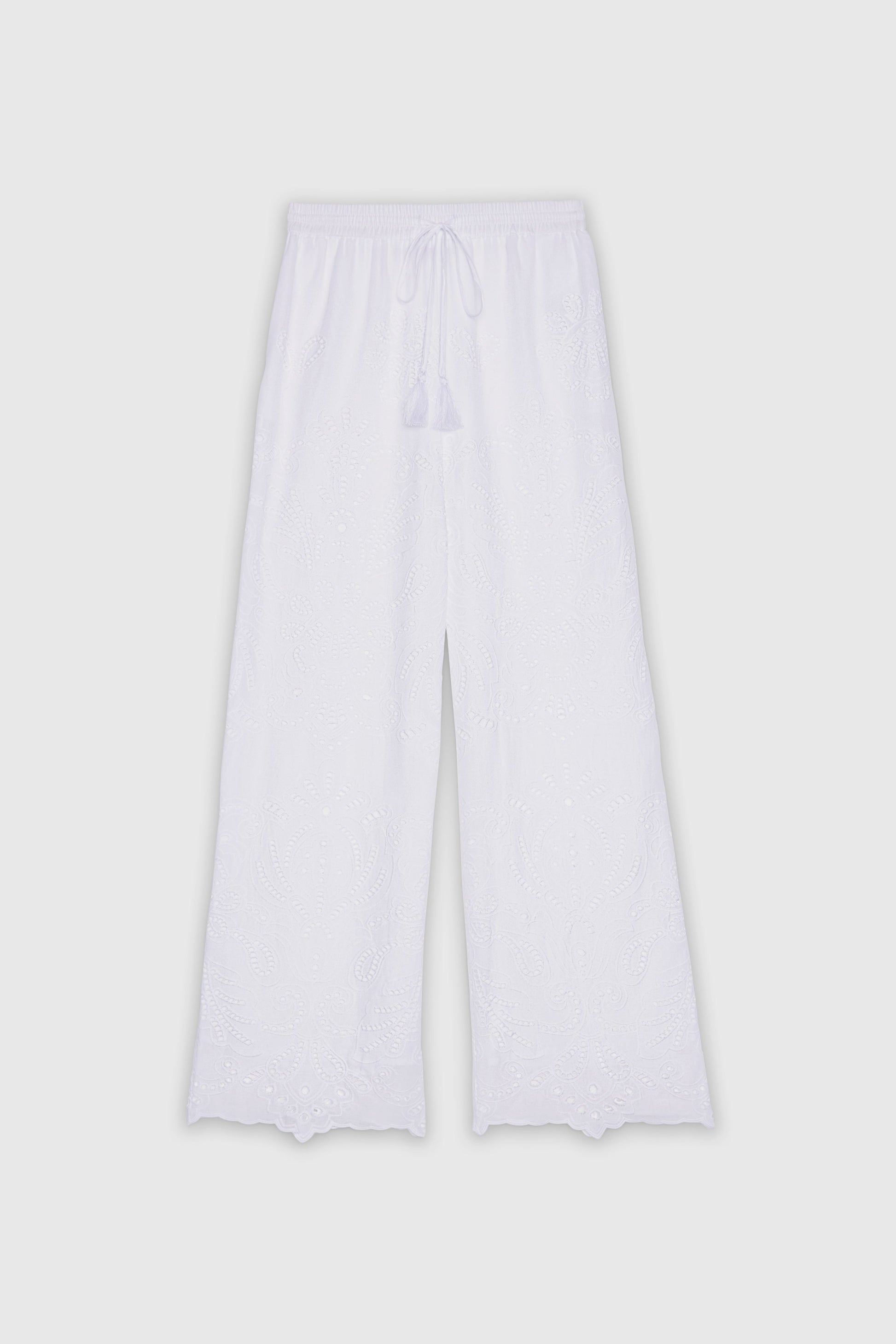 PANTALON EN MOUSSELINE DE COTON AVEC BRODERIE ANGLAISE