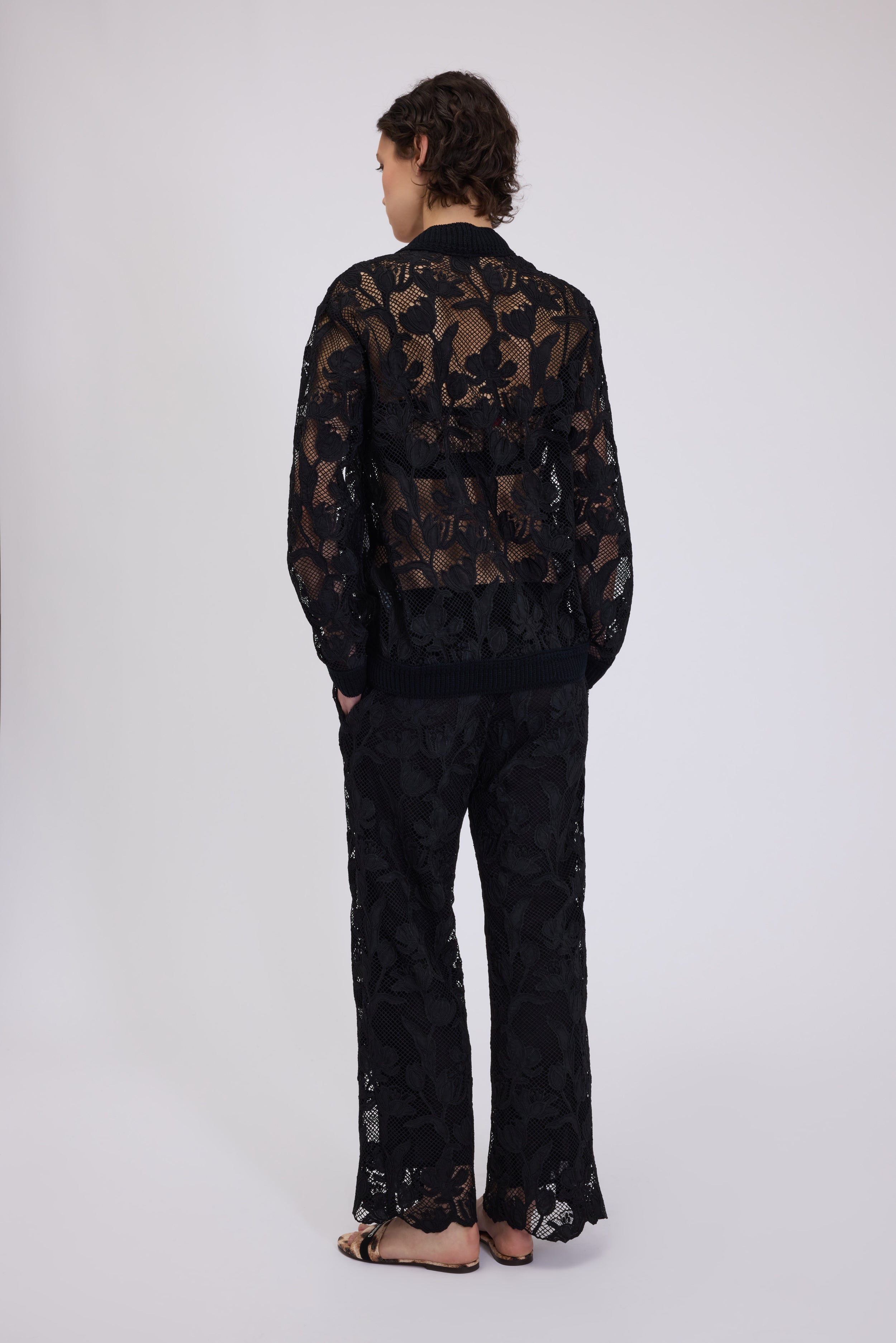 MACRAMÉ LACE PANTS WITH ELASTICATED LOGO WAISTBAND