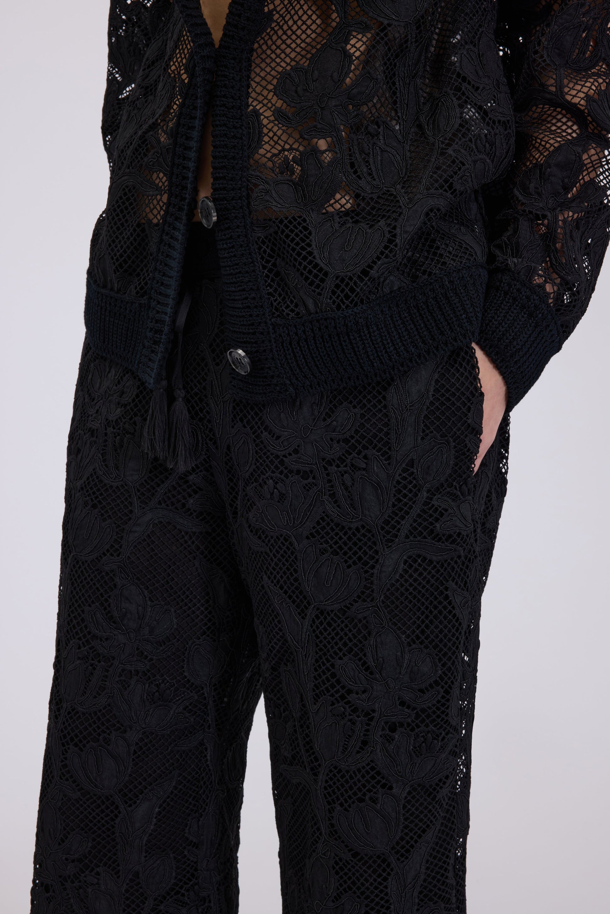 MACRAMÉ LACE PANTS WITH ELASTICATED LOGO WAISTBAND