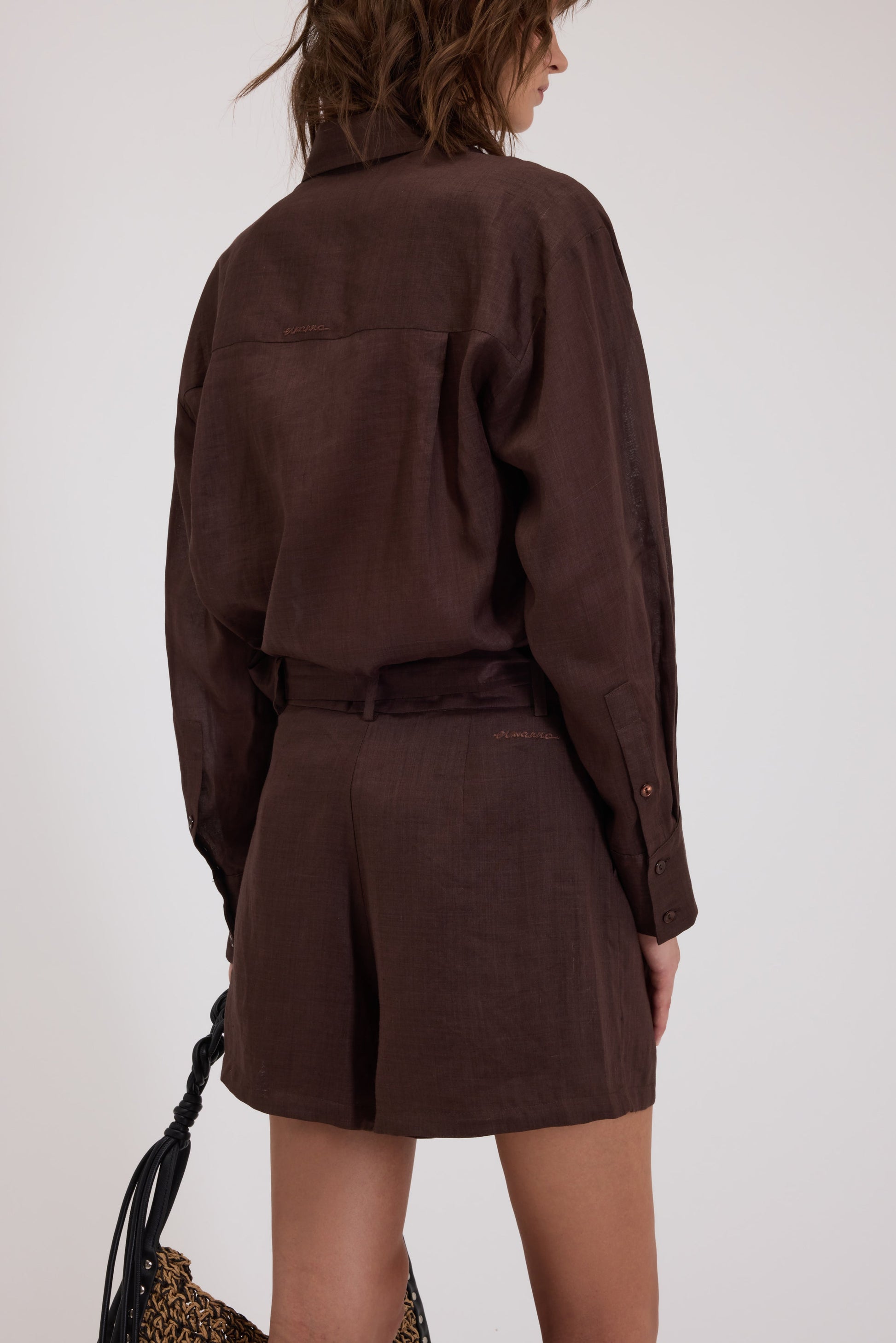 BERMUDA IN LINO CON CINTURA