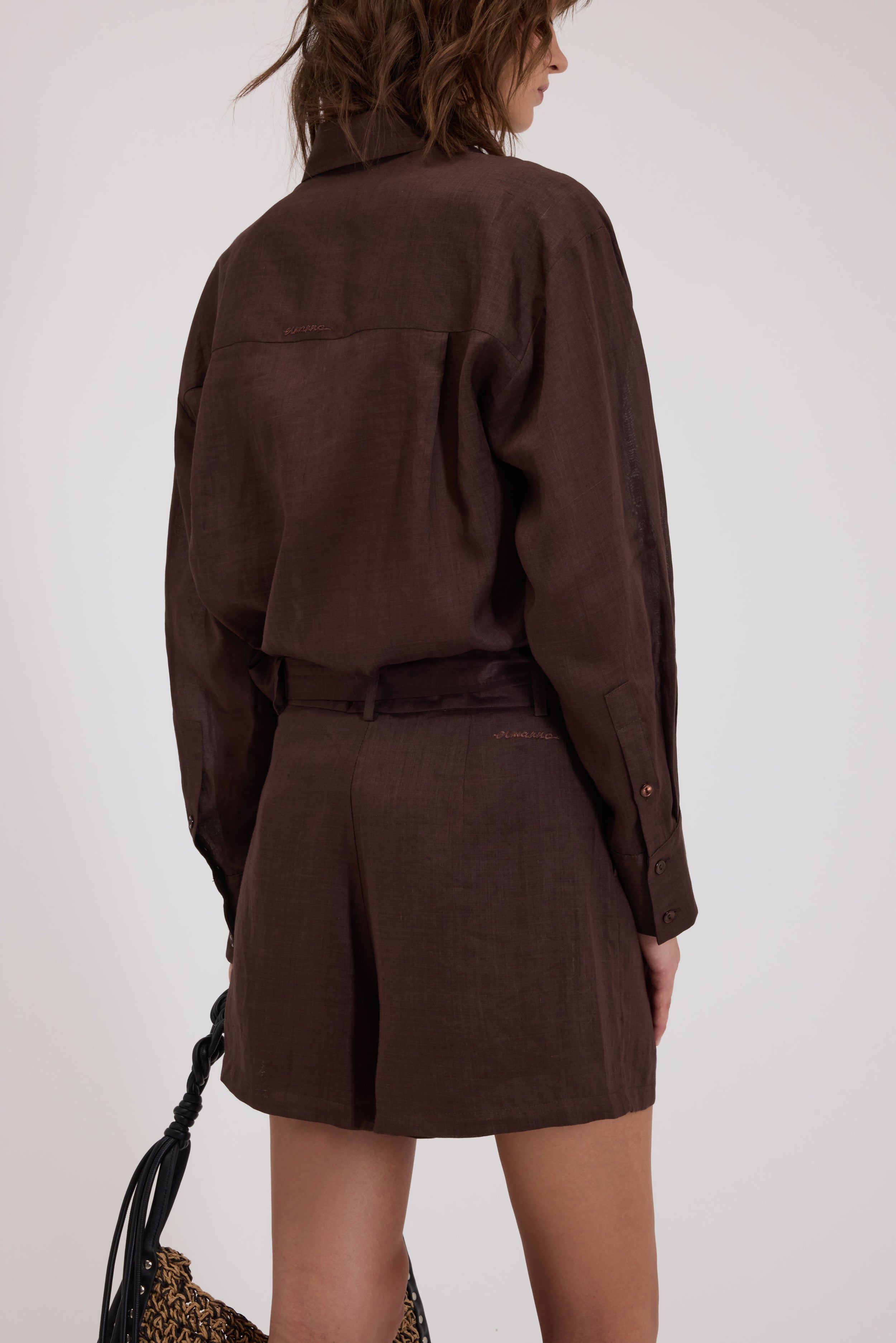 BERMUDA IN LINO CON CINTURA