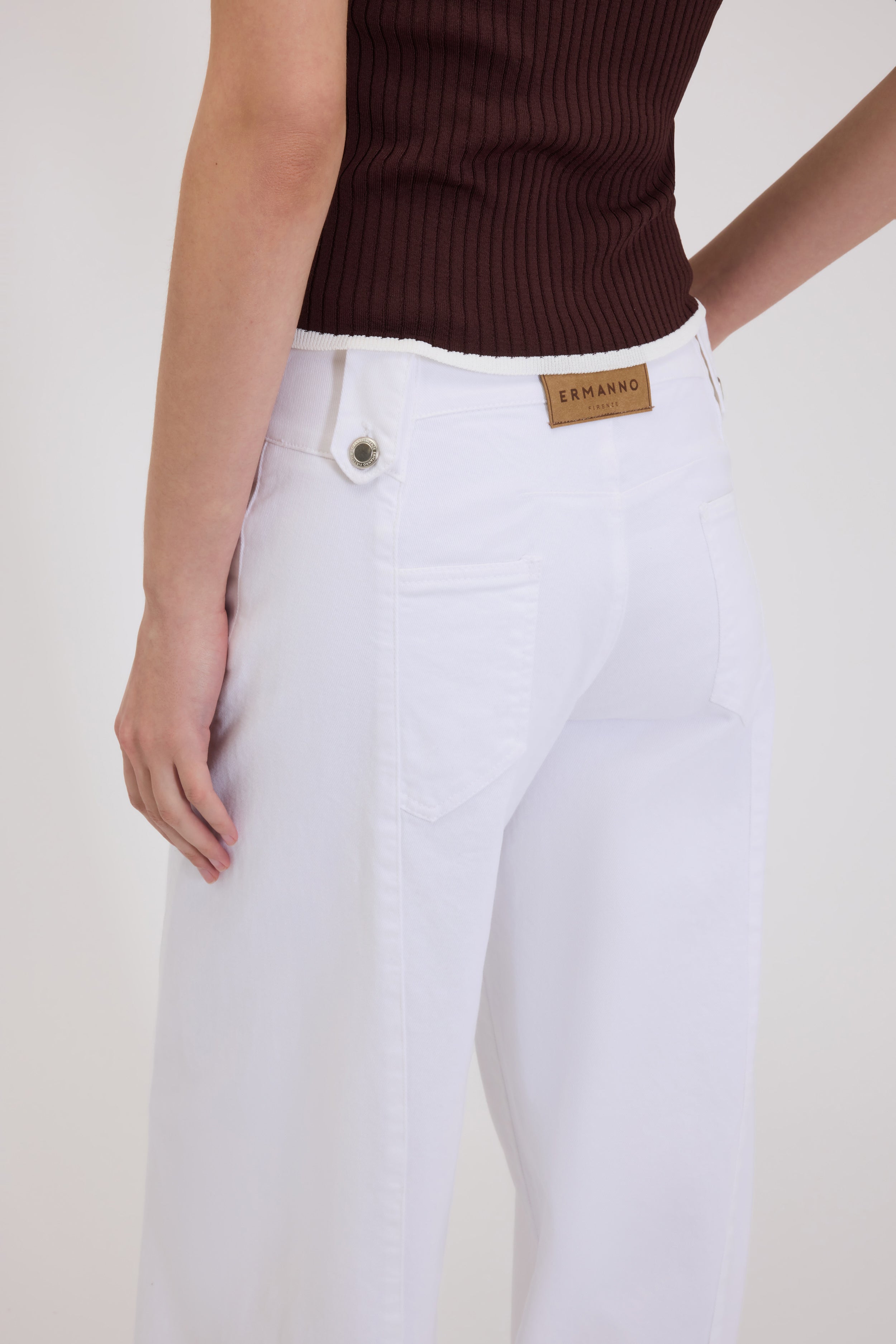 PANTALONI FLARE IN BULL CON RICAMO CORNELY
