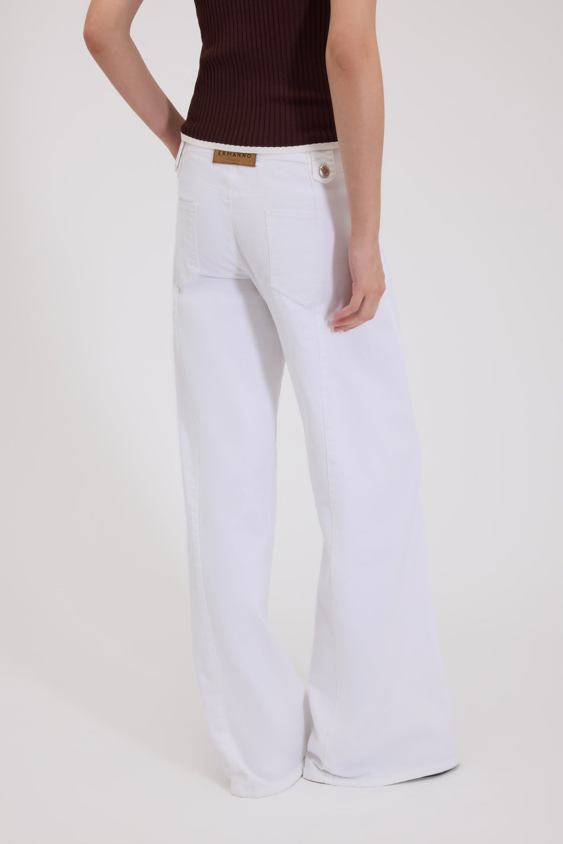 PANTALONI FLARE IN BULL CON RICAMO CORNELY