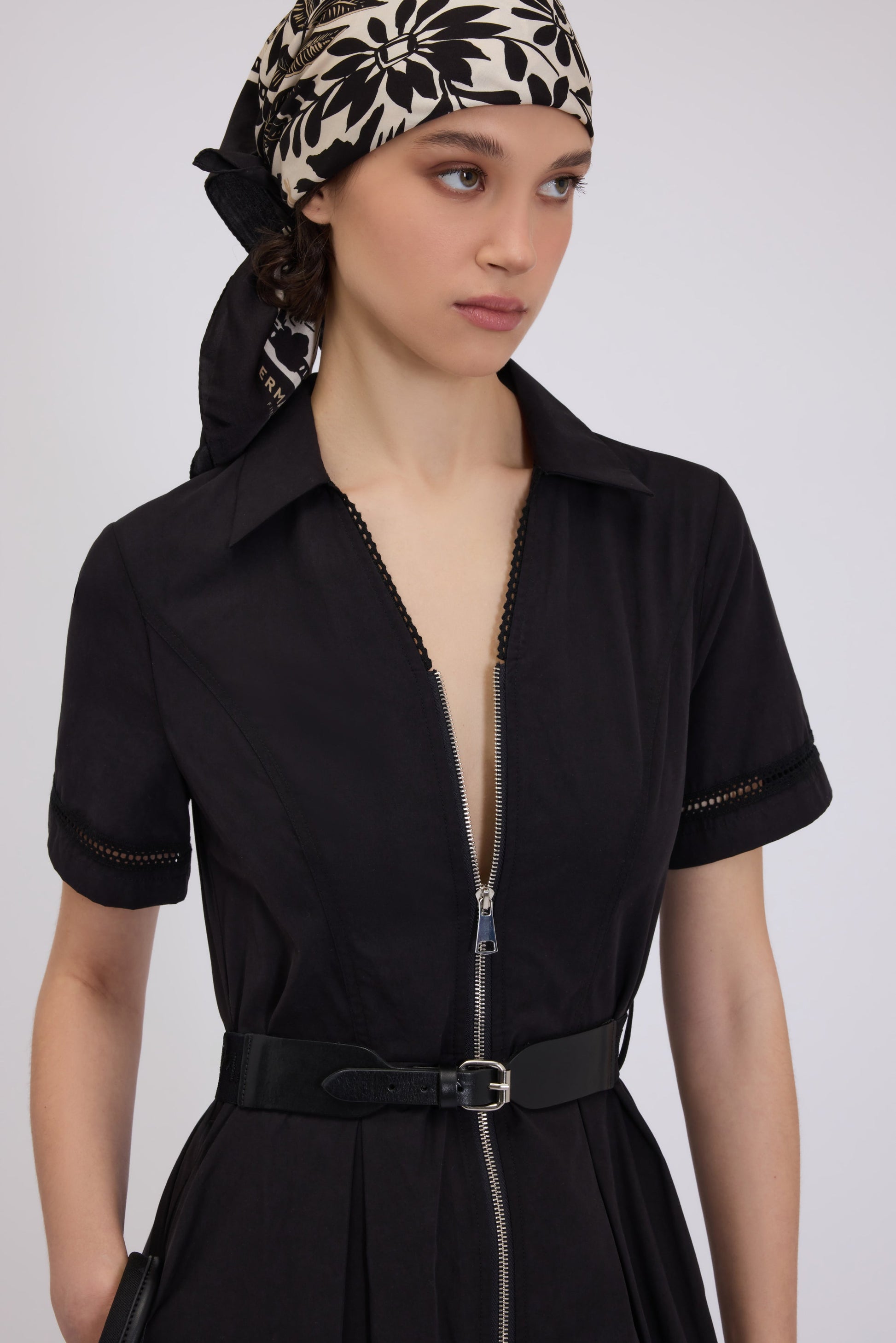 ABITO CHEMISIER MIDI IN POPELINE CON ZIP E CINTURA