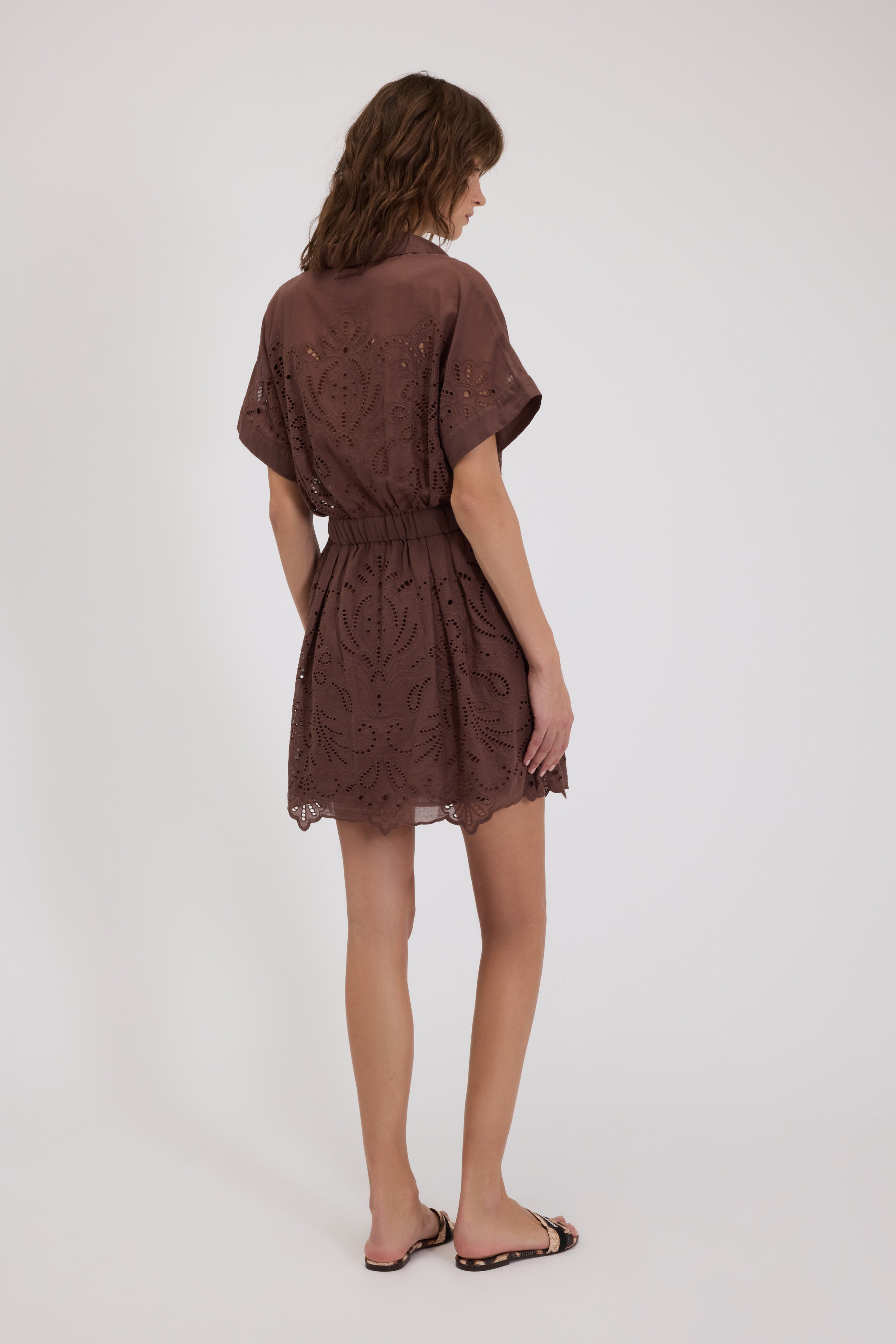 SHORT MUSLIN CHEMISIER DRESS WITH BRODERIE ANGLAISE 