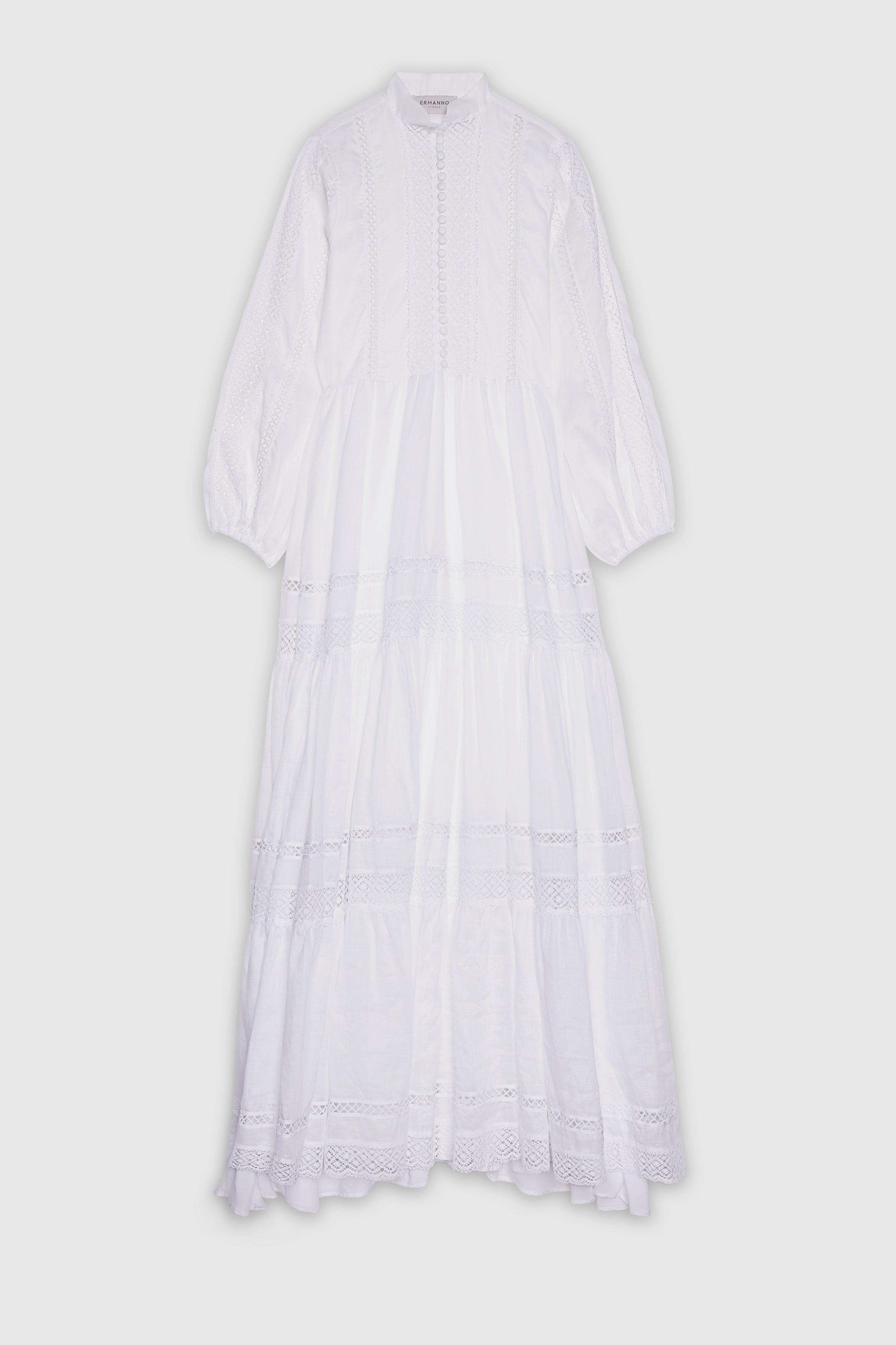 cotton muslin dress LONG WITH FLOUNCES AND CROCHET LACE – ERMANNO FIRENZE Plus Size Elegant Bodycon Color:Blue ZG Cheap A Line Homecoming Dresses No rules