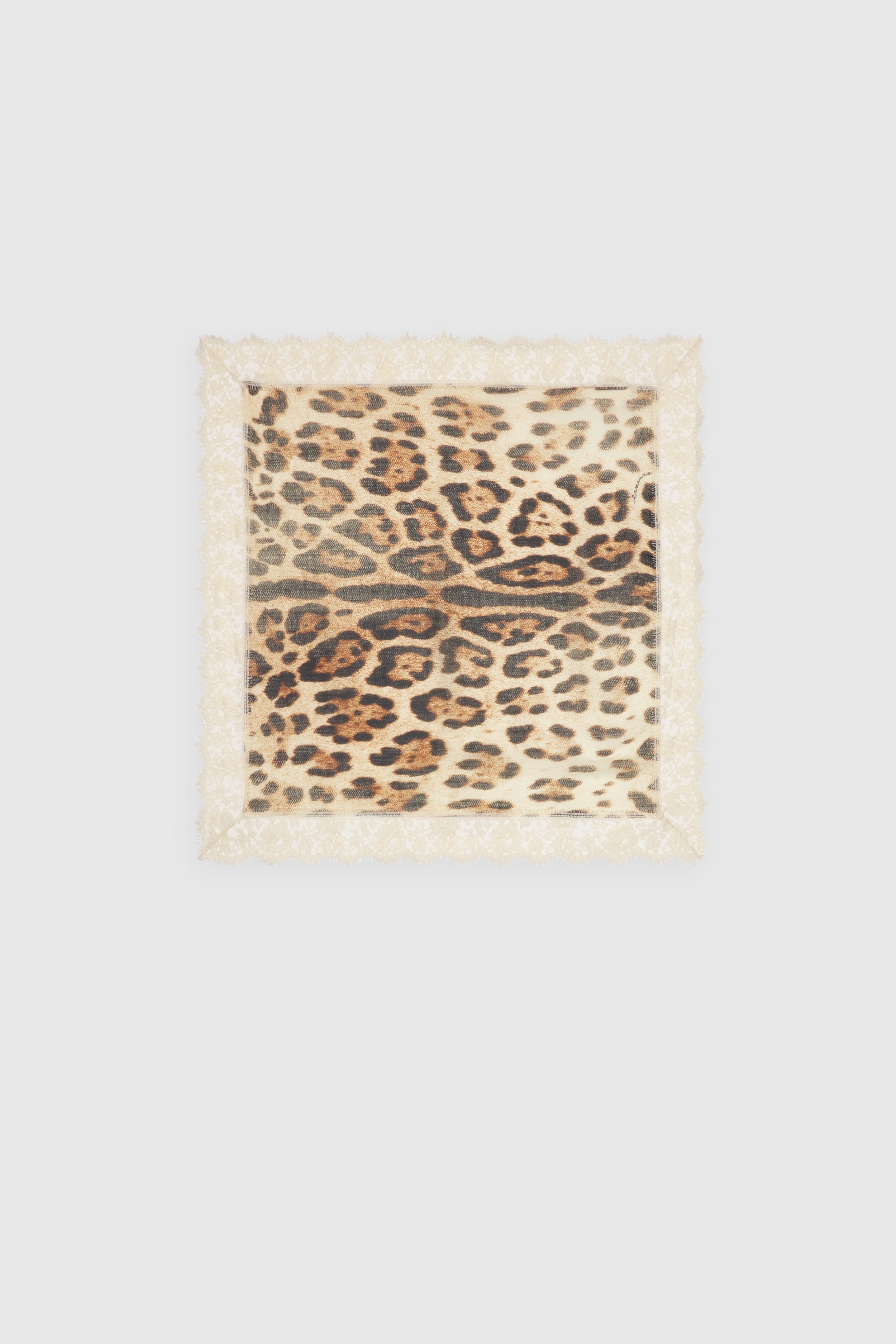 LEOPARD PRINT VISCOSE GEORGETTE SCARF WITH LACE
