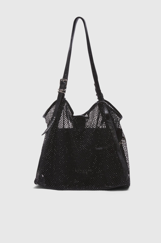 LARGE RHINESTONE MESH TOTE BAG