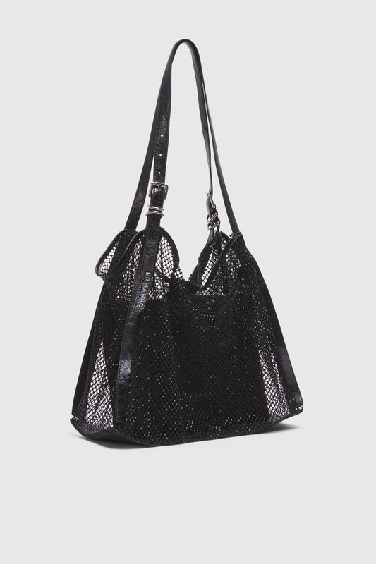 LARGE RHINESTONE MESH TOTE BAG