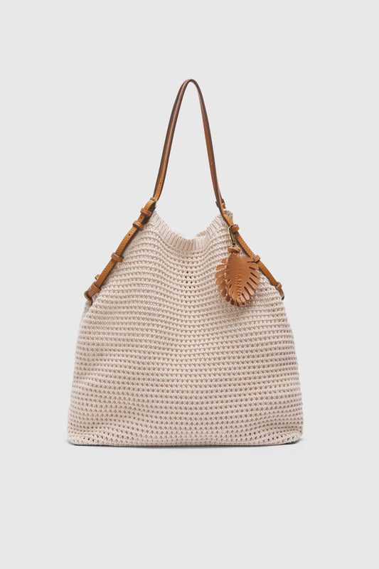 BORSA TOTE GRANDE IN MAGLIA CROCHET CON MANICO SOTTILE
