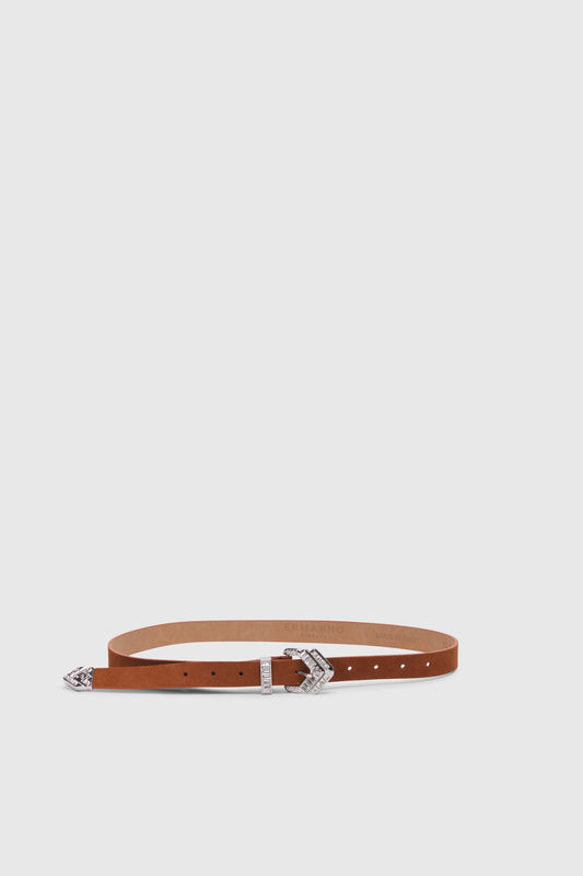 CINTURA DI CAMOSCIO CON FIBBIA E PUNTALE GIOIELLO