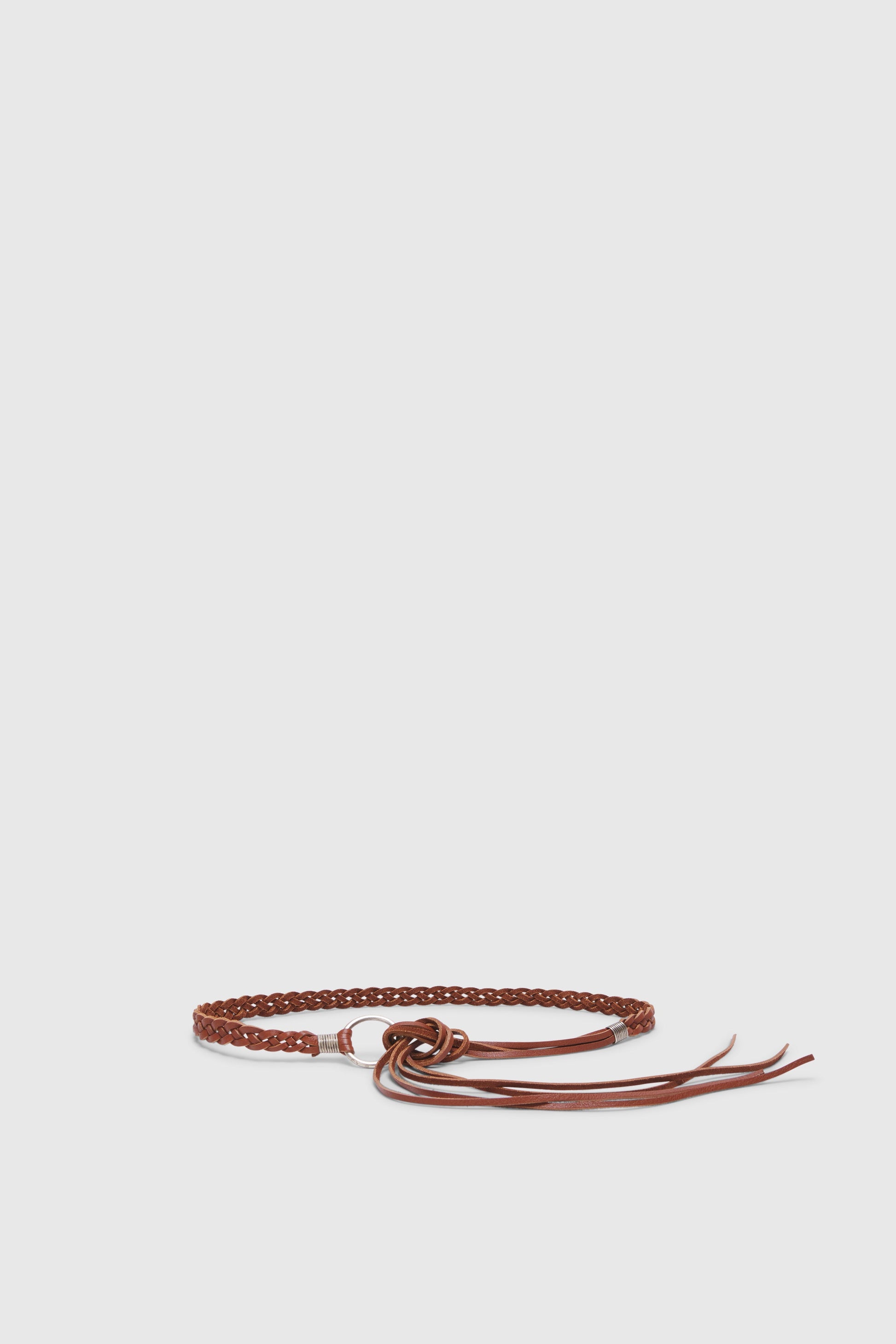 CINTURA DI CUOIO INTRECCIATO CON ANELLA