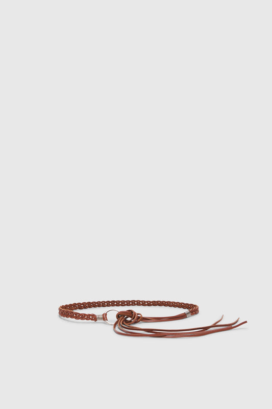 CINTURA DI CUOIO INTRECCIATO CON ANELLA