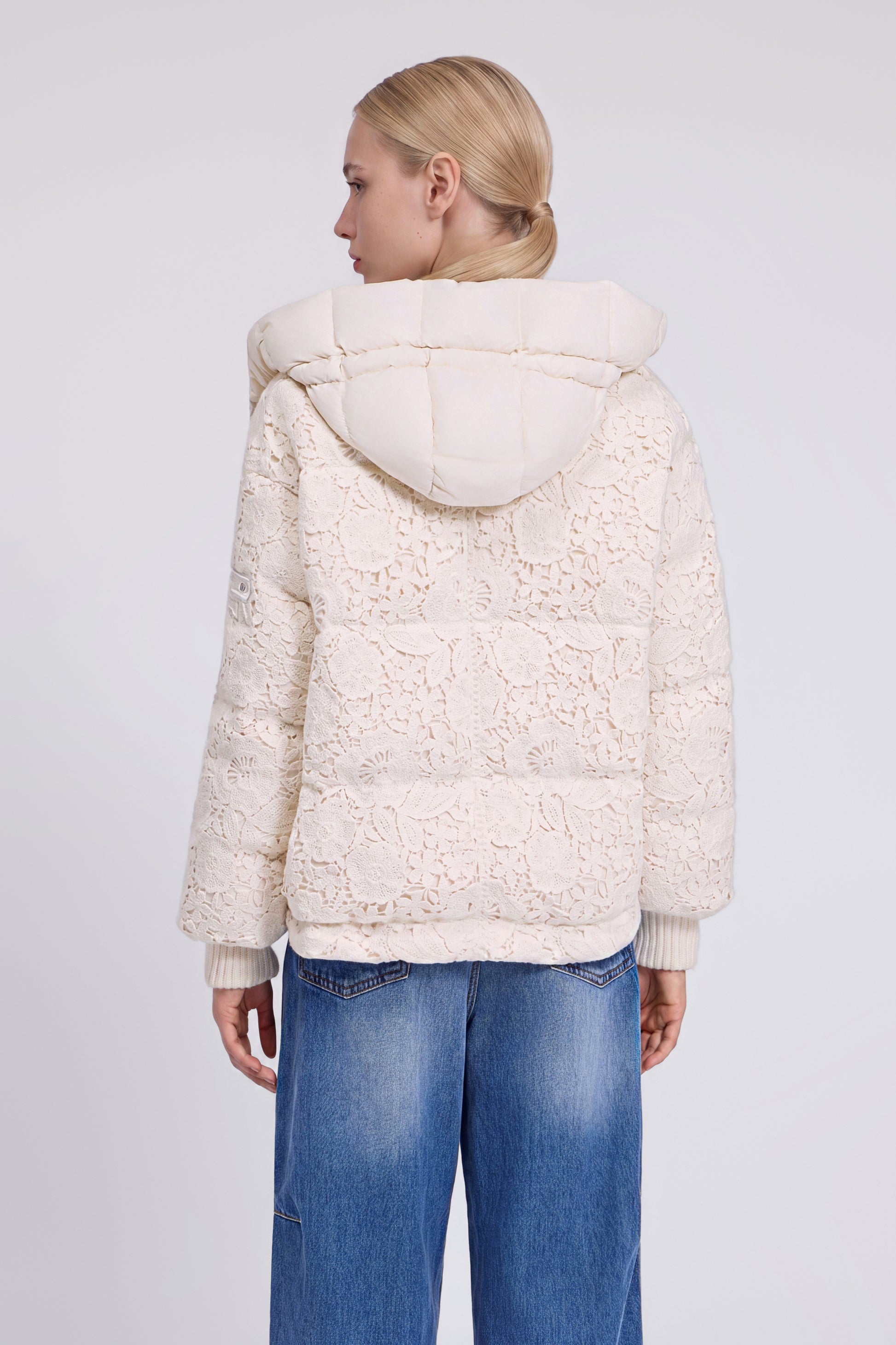 PIUMINO IN PIZZO CROCHET E MONTONE ECOLOGICO